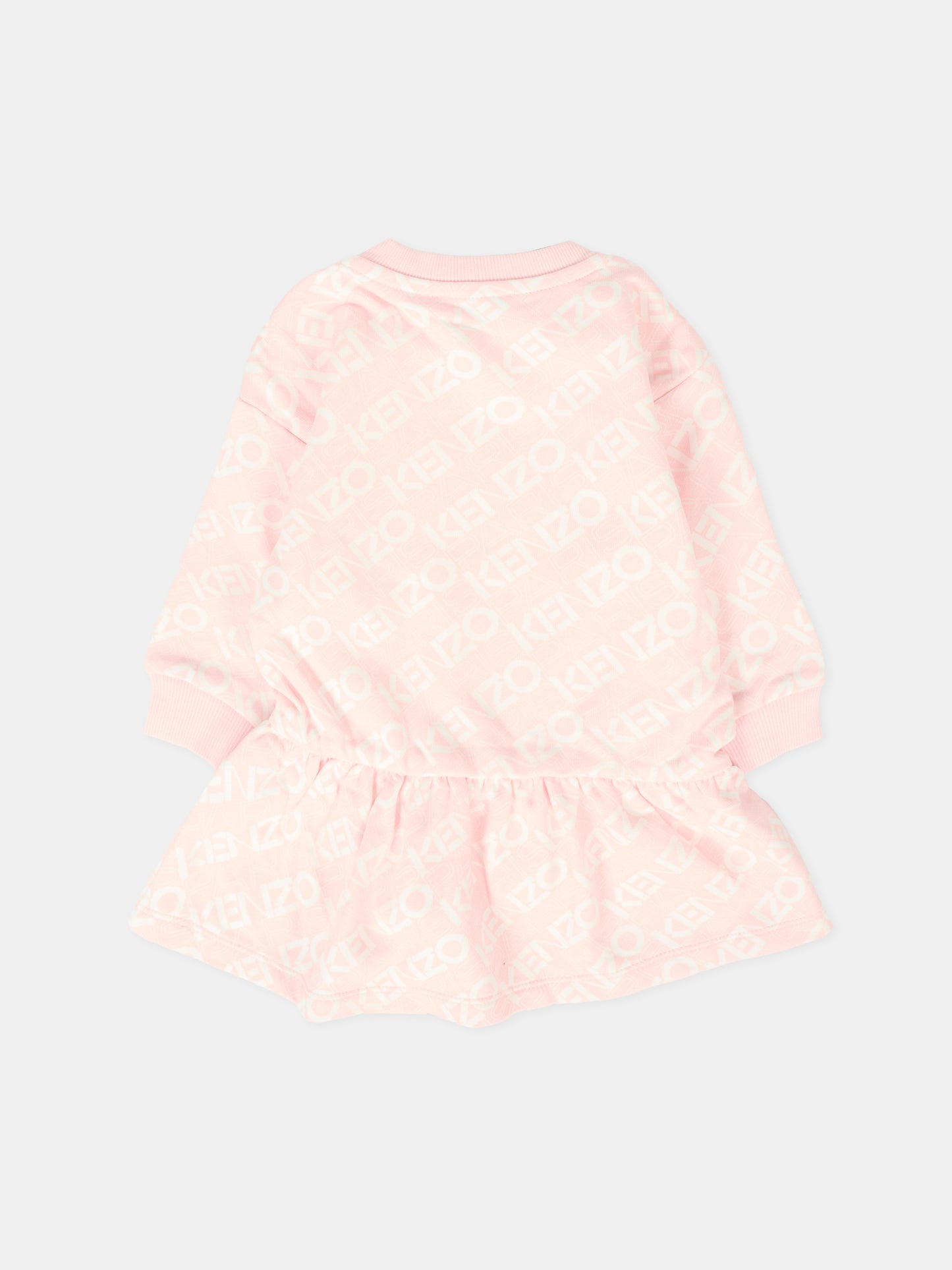 Vestito rosa per neonata con logo all over,Kenzo Kids,K61515 46M