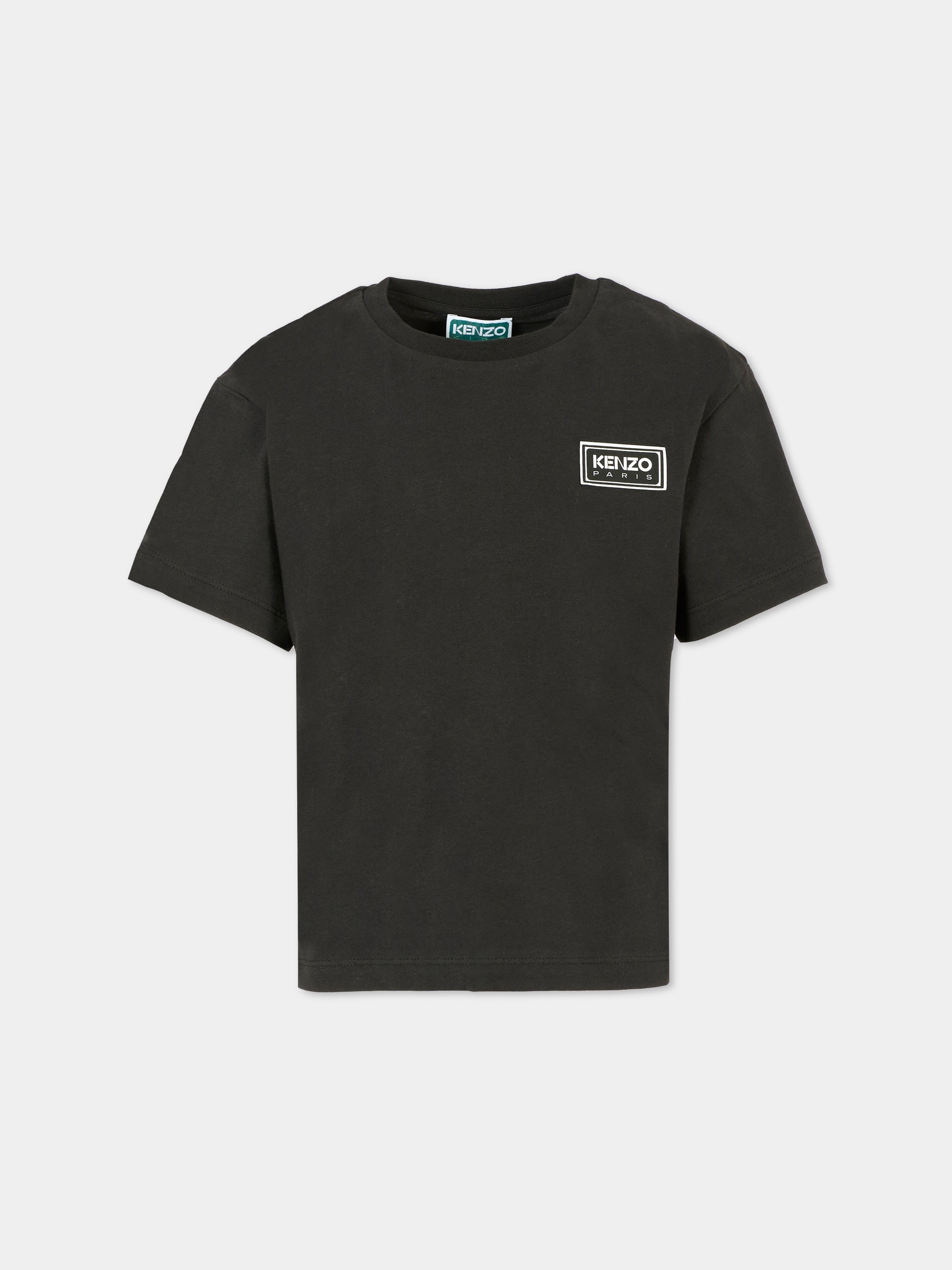 T-shirt nera per bambini con logo,Kenzo Kids,K61551 095
