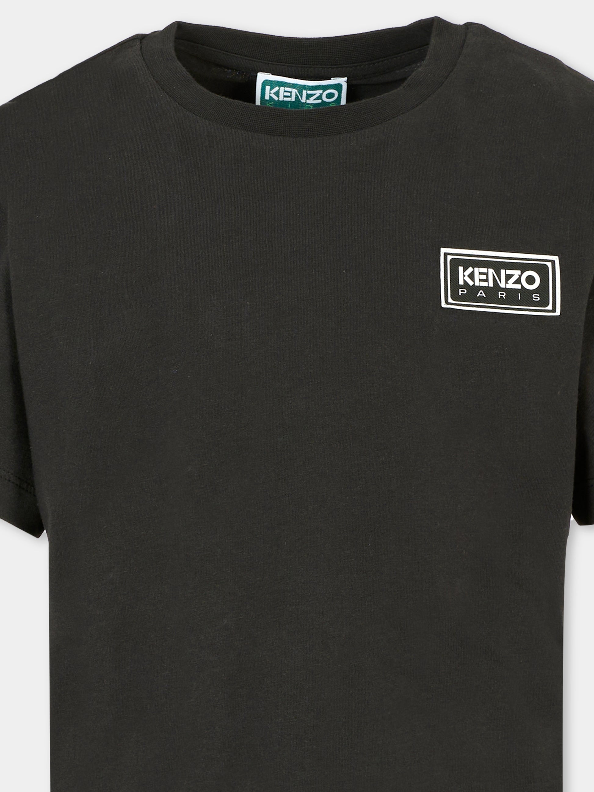 T-shirt nera per bambini con logo,Kenzo Kids,K61551 095