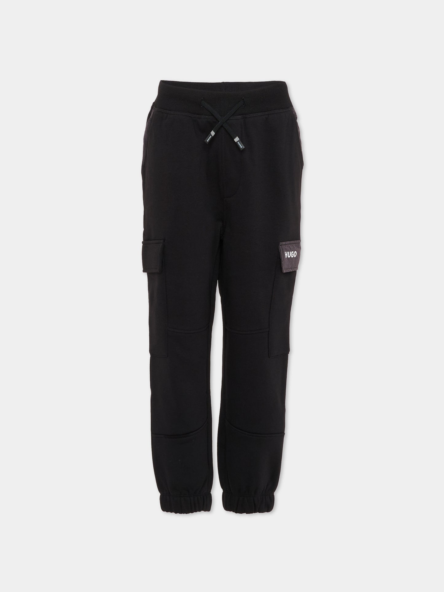 Pantaloni neri per bambino con logo,Hugo,G00477 09B