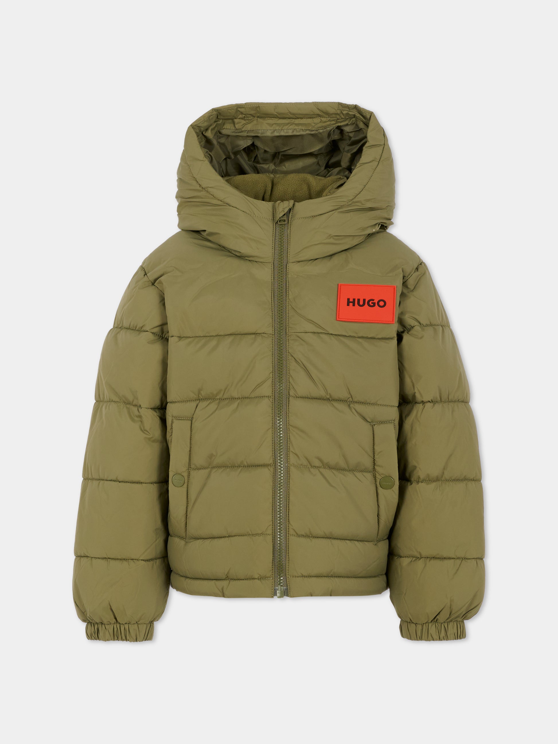 Piumino verde per bambino con logo,Hugo,G00484 65F