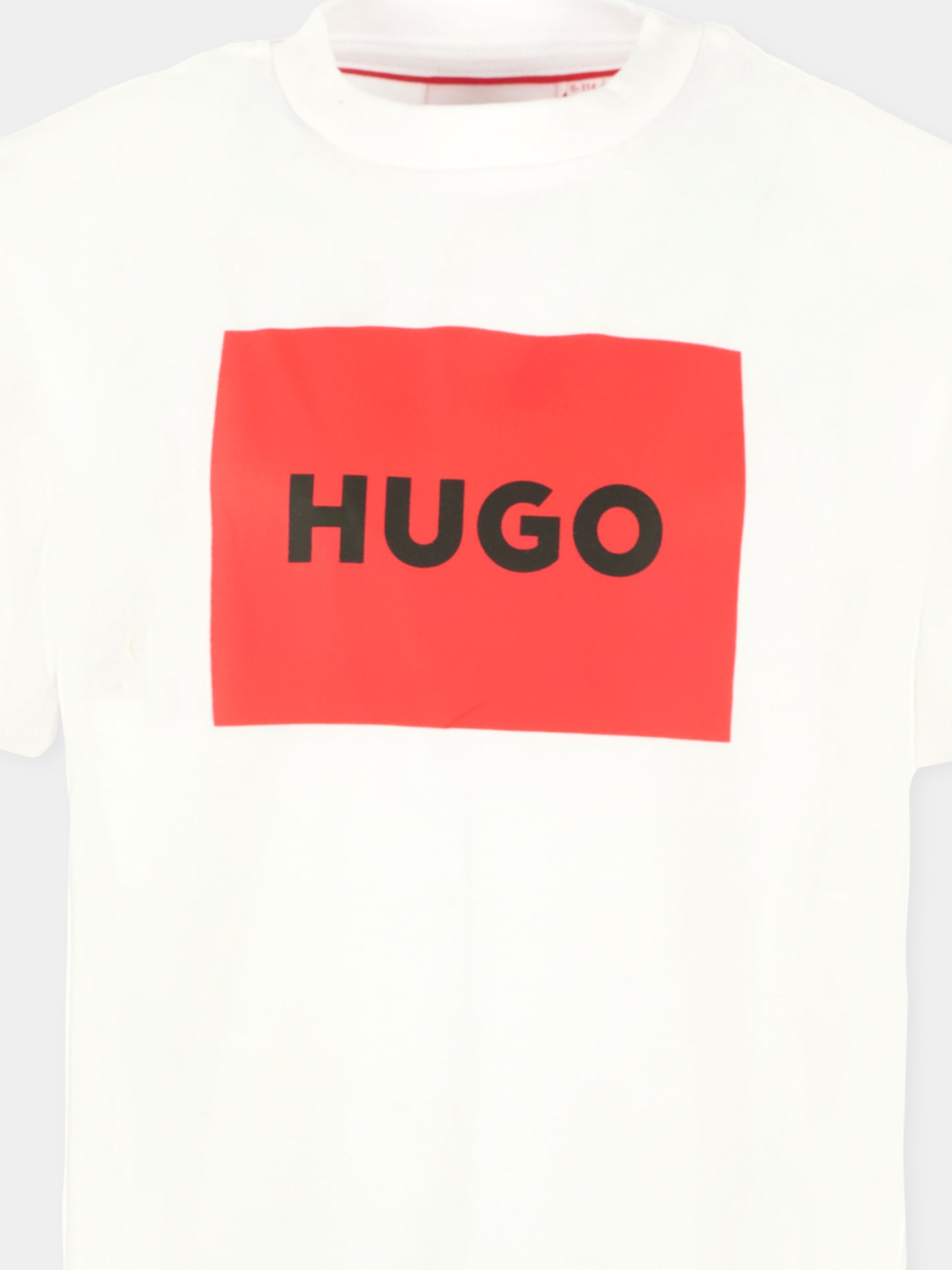 T-shirt bianca per bambino con logo nero,Hugo,G00572 10P