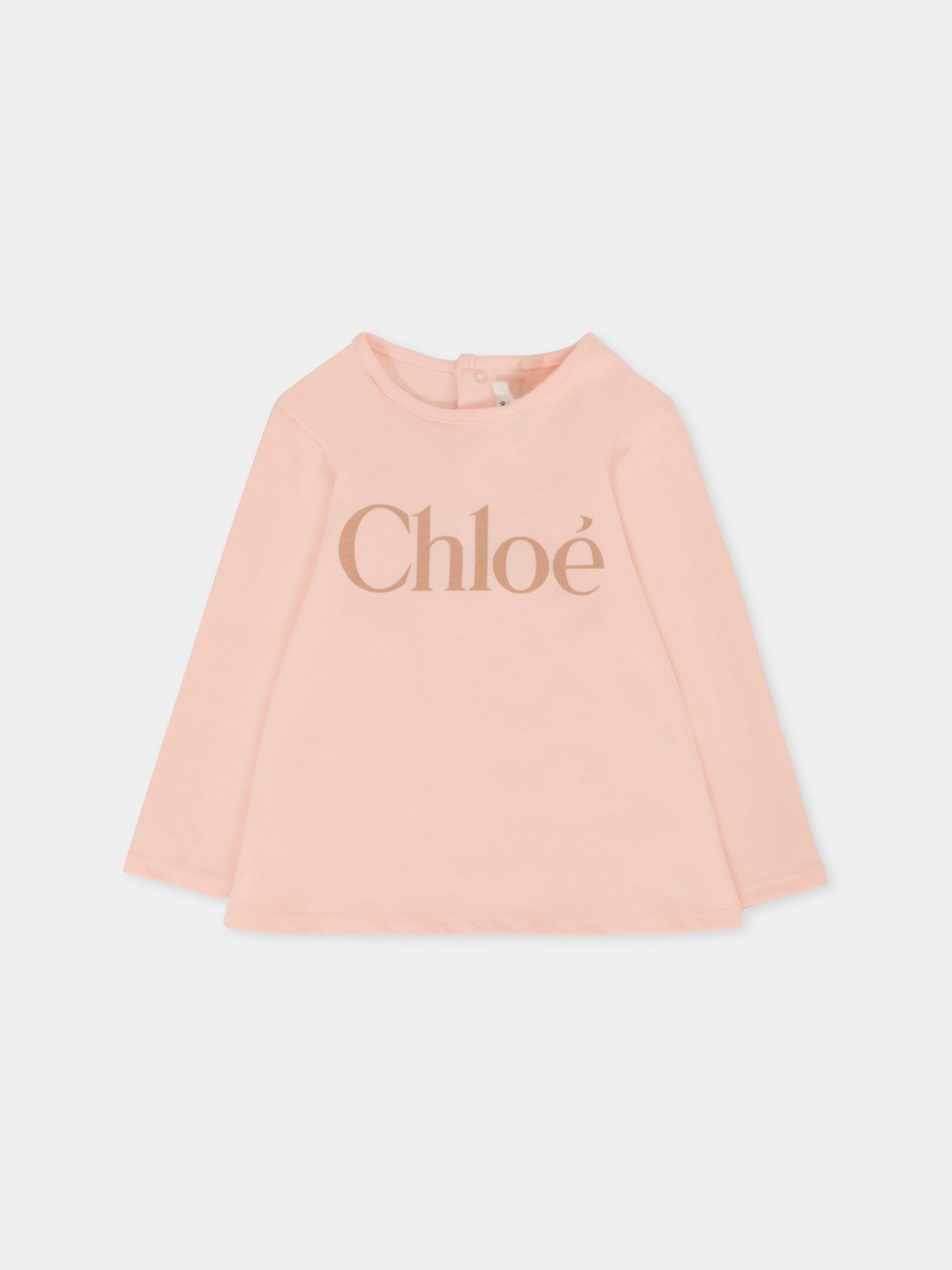 T-shirt rosa per neonata con logo,Chloé Kids,C20700 46J