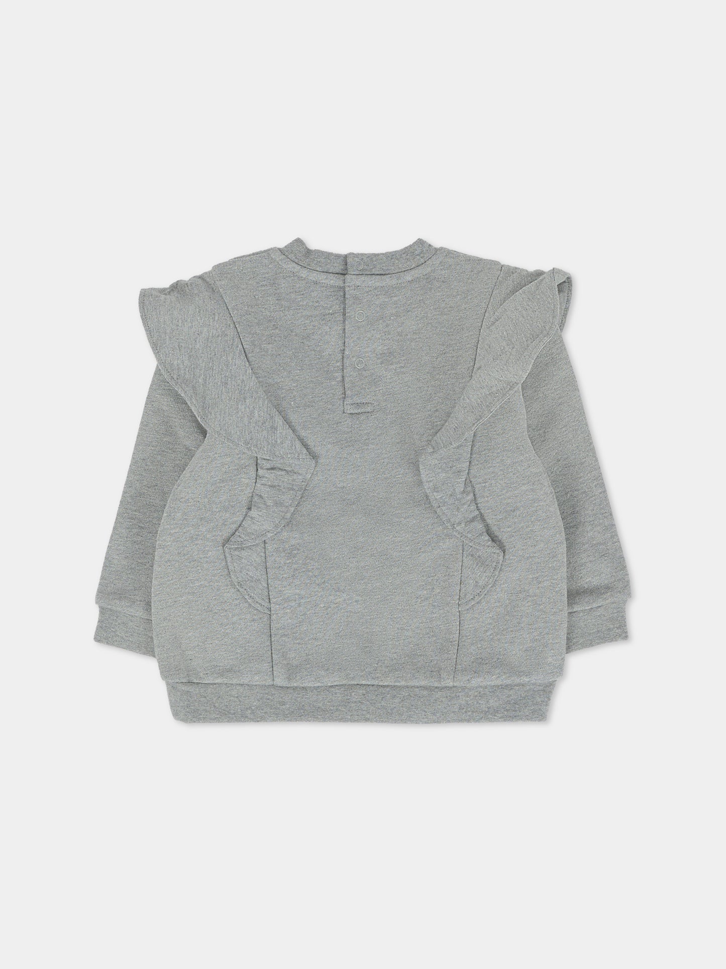 Felpa grigia per neonata con logo,Chloé Kids,C20705 A46