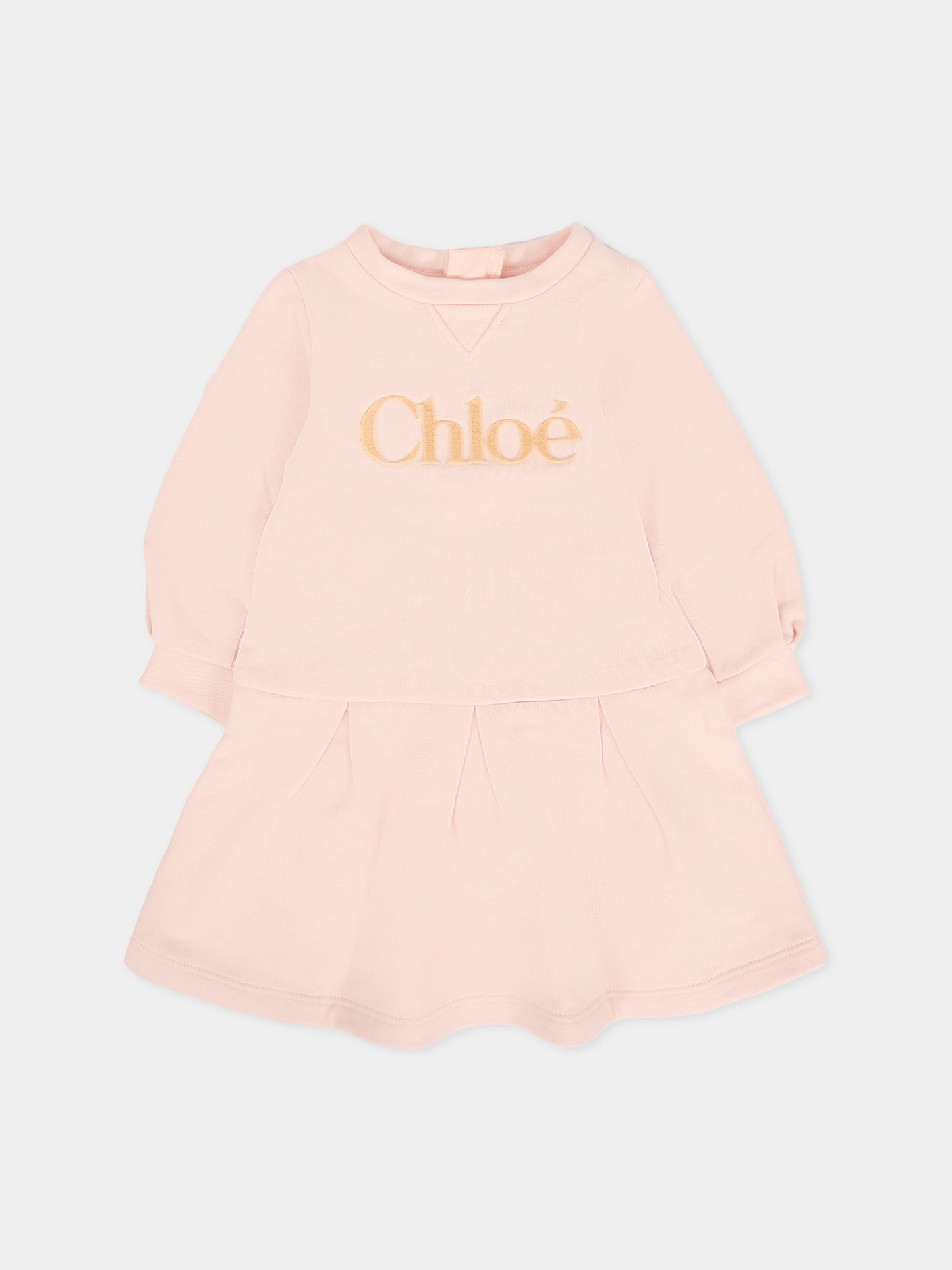 Vestito rosa per neonata con logo,Chloé Kids,C20709 46J