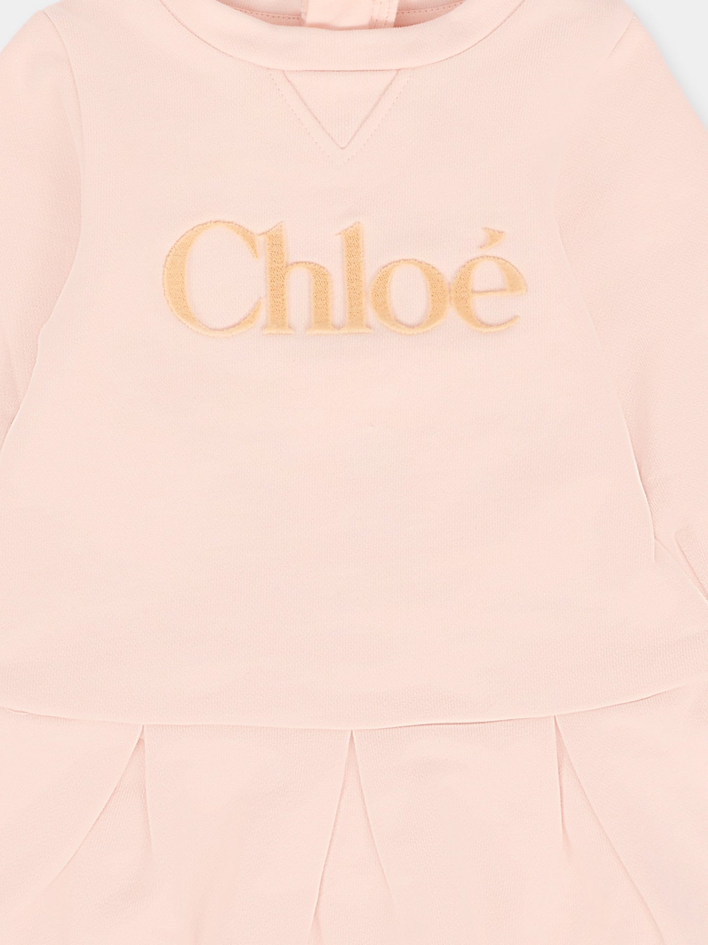 Vestito rosa per neonata con logo,Chloé Kids,C20709 46J