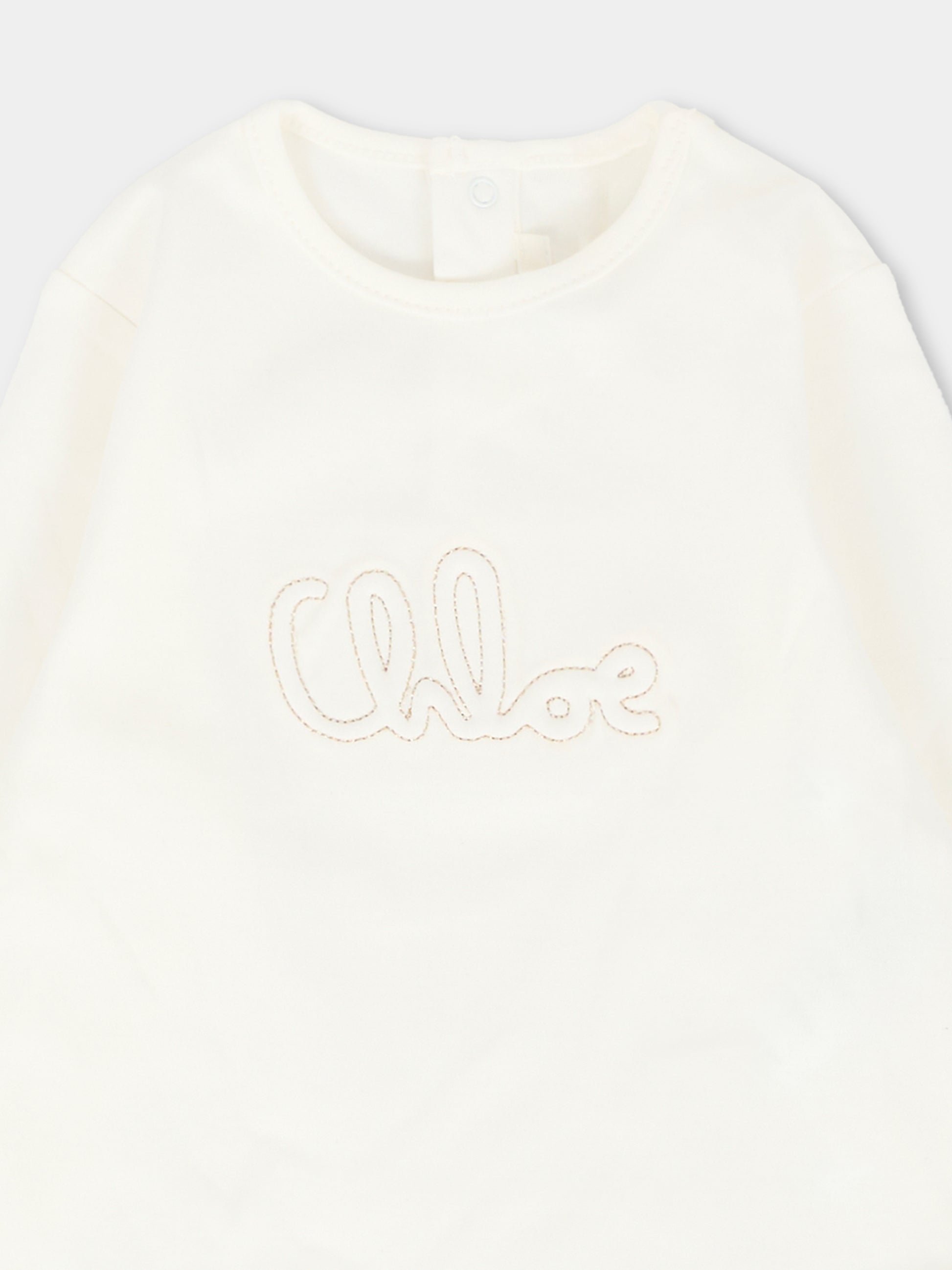 Completo blu per neonata con logo,Chloé Kids,C20719 N68