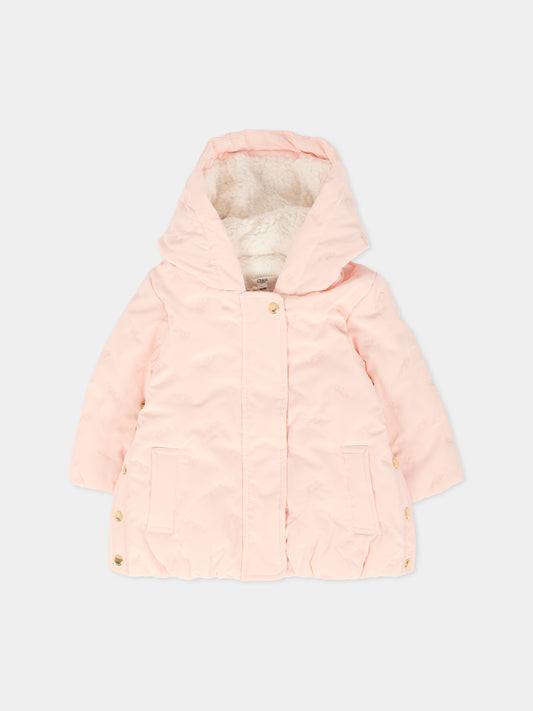 Piumino rosa per neonata con logo,Chloé Kids,C20724 46J