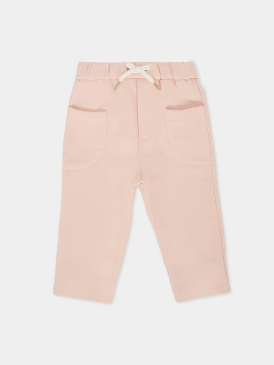 Pantaloni rosa per neonata con logo,Chloé Kids,C20738 46J