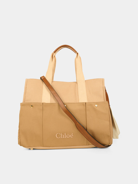 Borsa mamma beige per neonati con logo,Chloé Kids,C20764 244