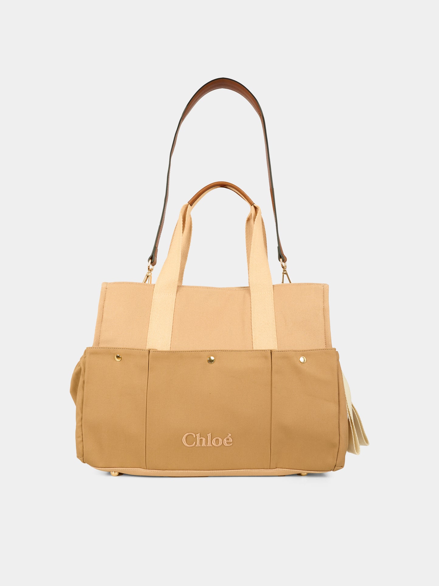 Borsa mamma beige per neonati con logo,Chloé Kids,C20764 244