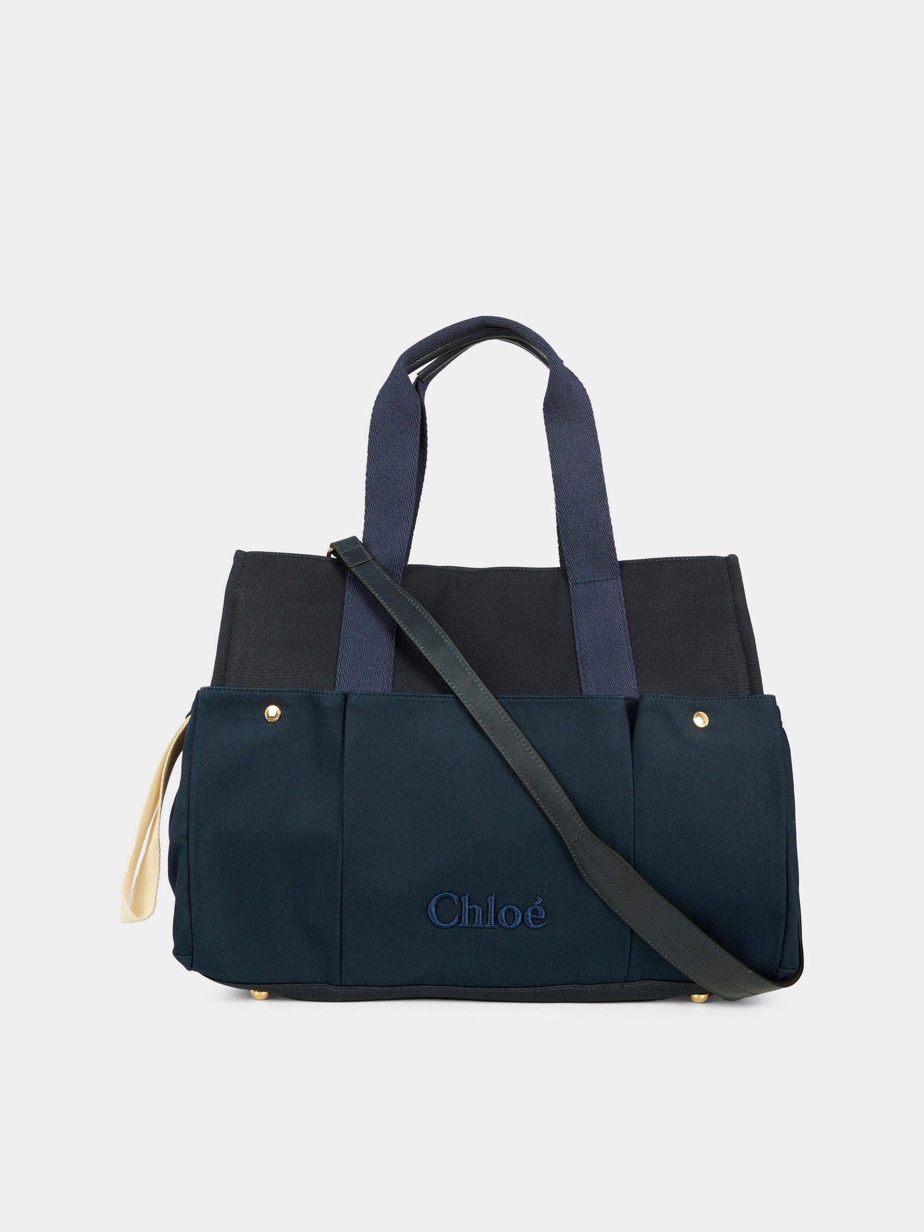 Borsa mamma blu per neonati con logo,Chloé Kids,C20764 859