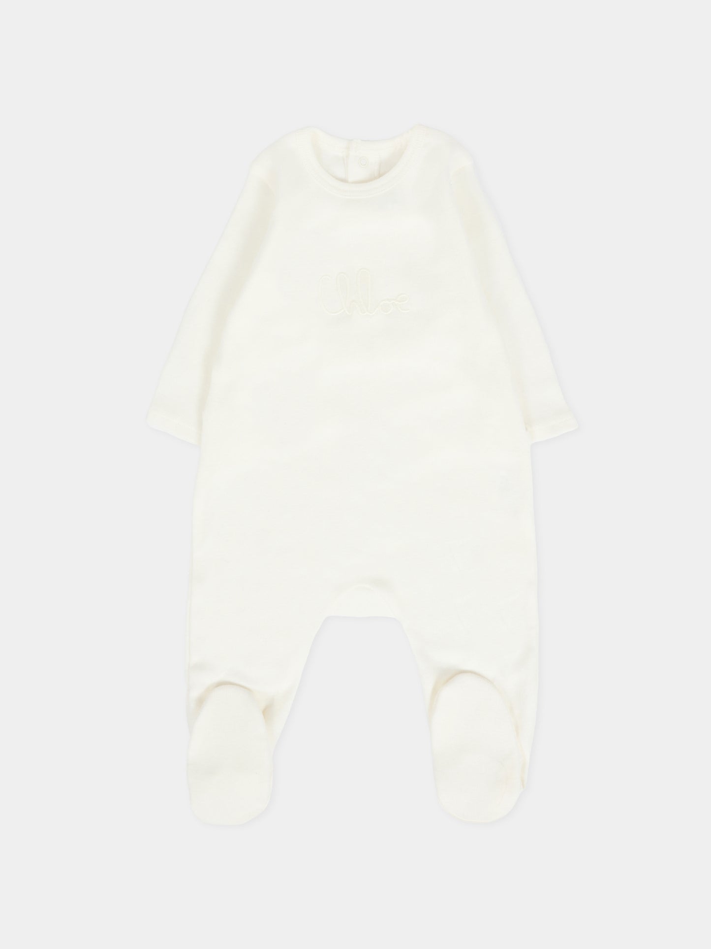Set tutine bianco per neonata con logo,Chloé Kids,C20775 N02