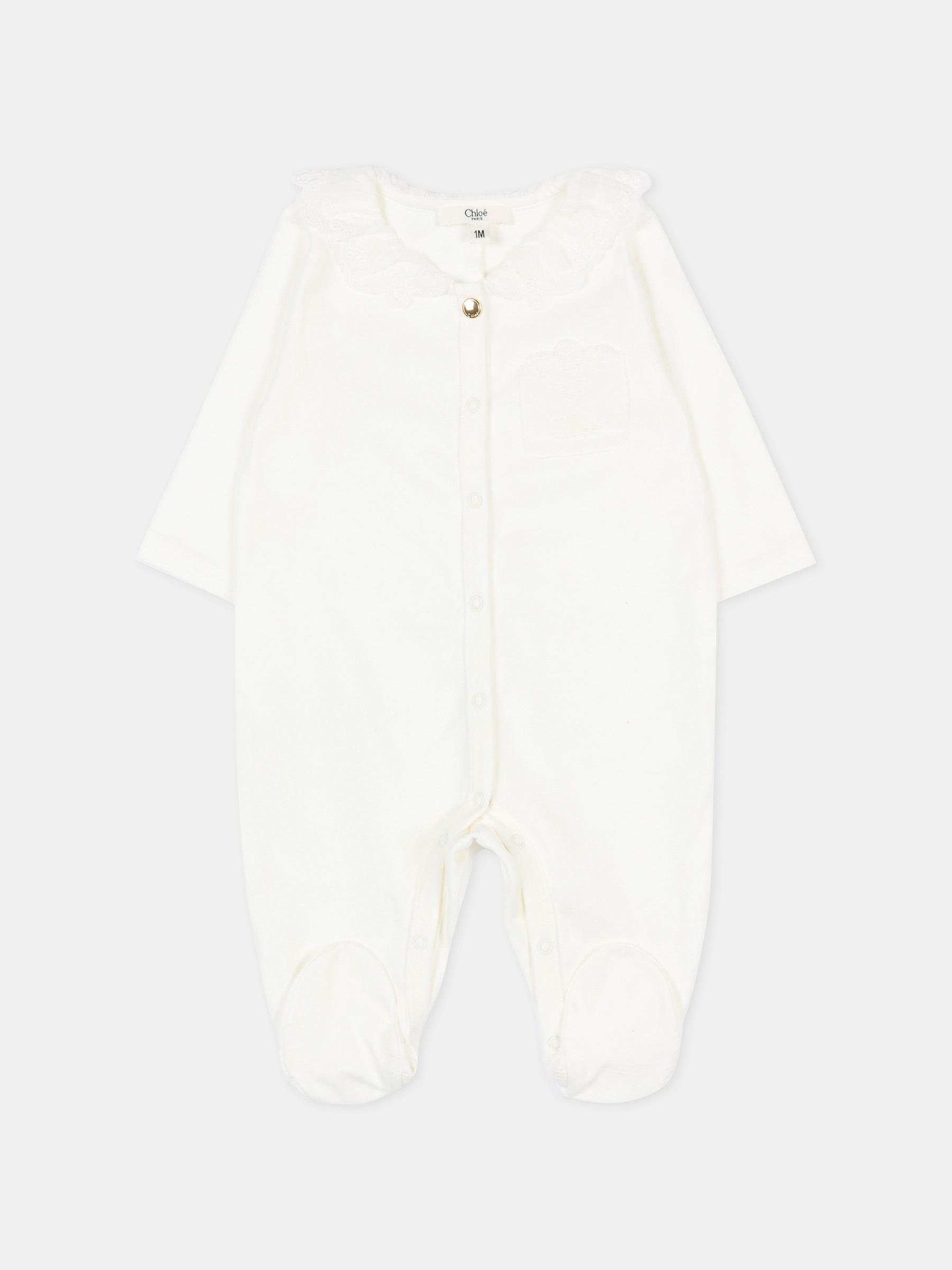 Set tutina avorio per neonata con logo,Chloé Kids,C20776 117