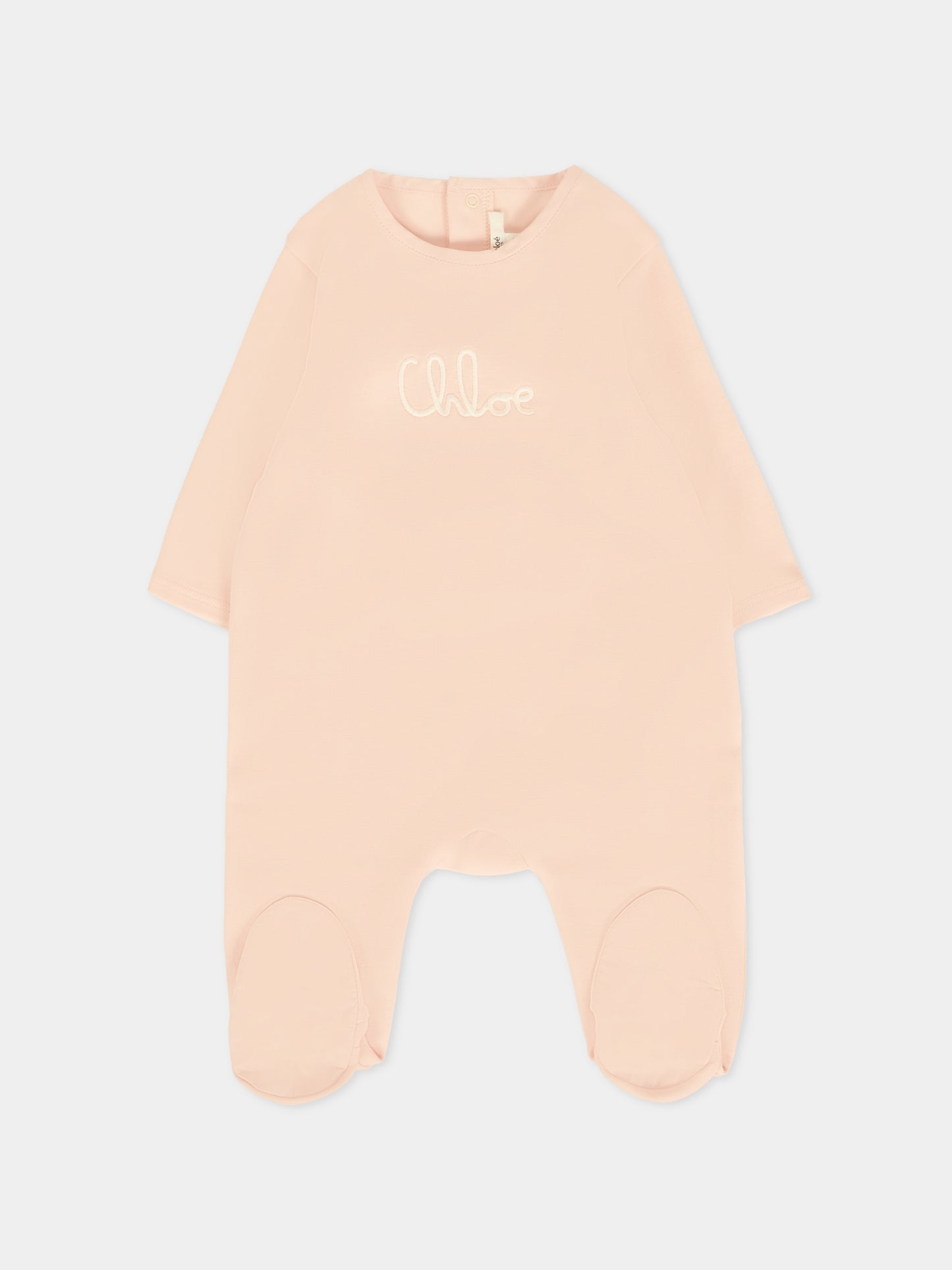Set tutina rosa per neonata con logo ricamato,Chloé Kids,C20777 45Q