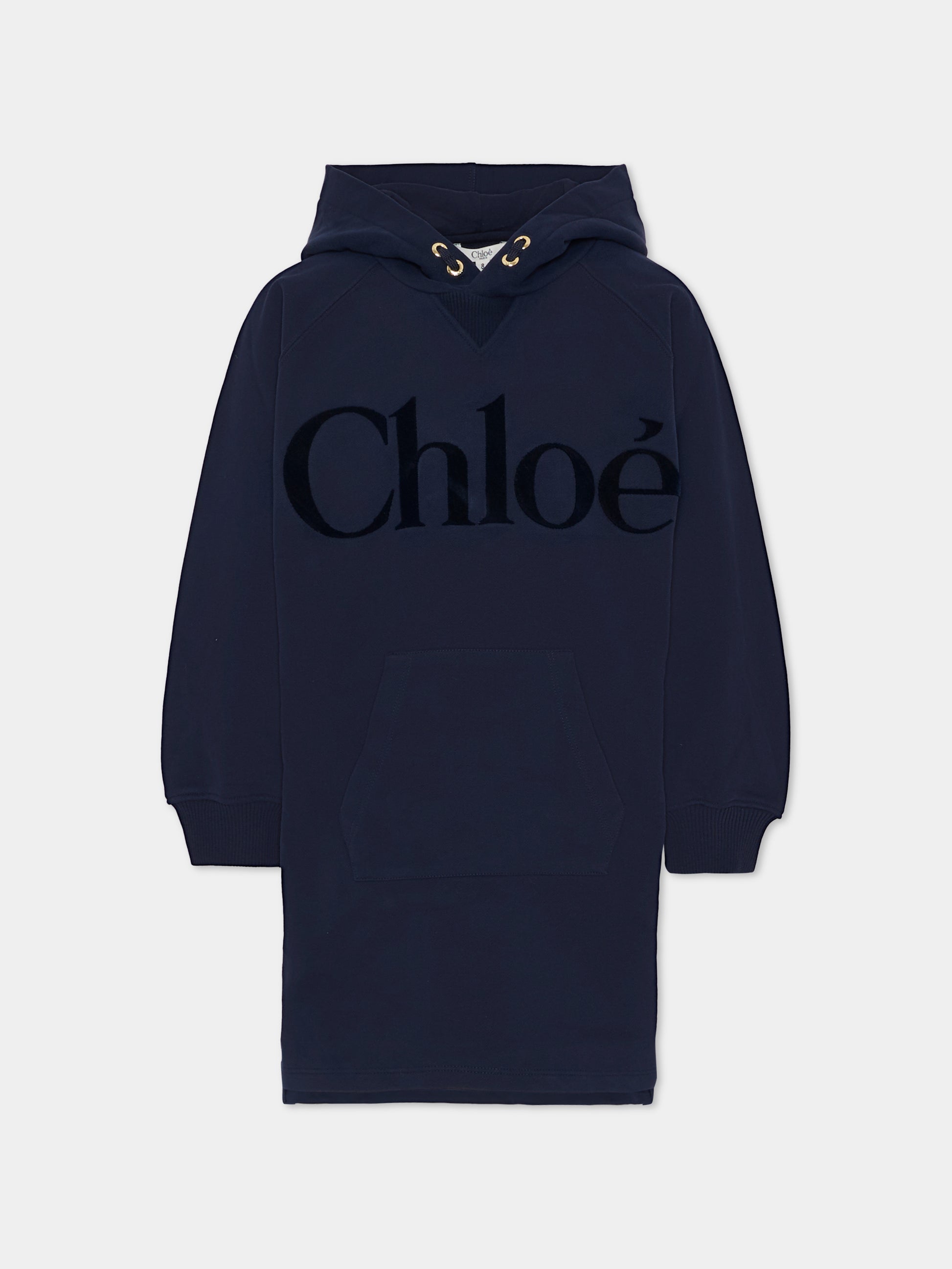 Vestito blu per bambina con logo,Chloé Kids,C20618 859