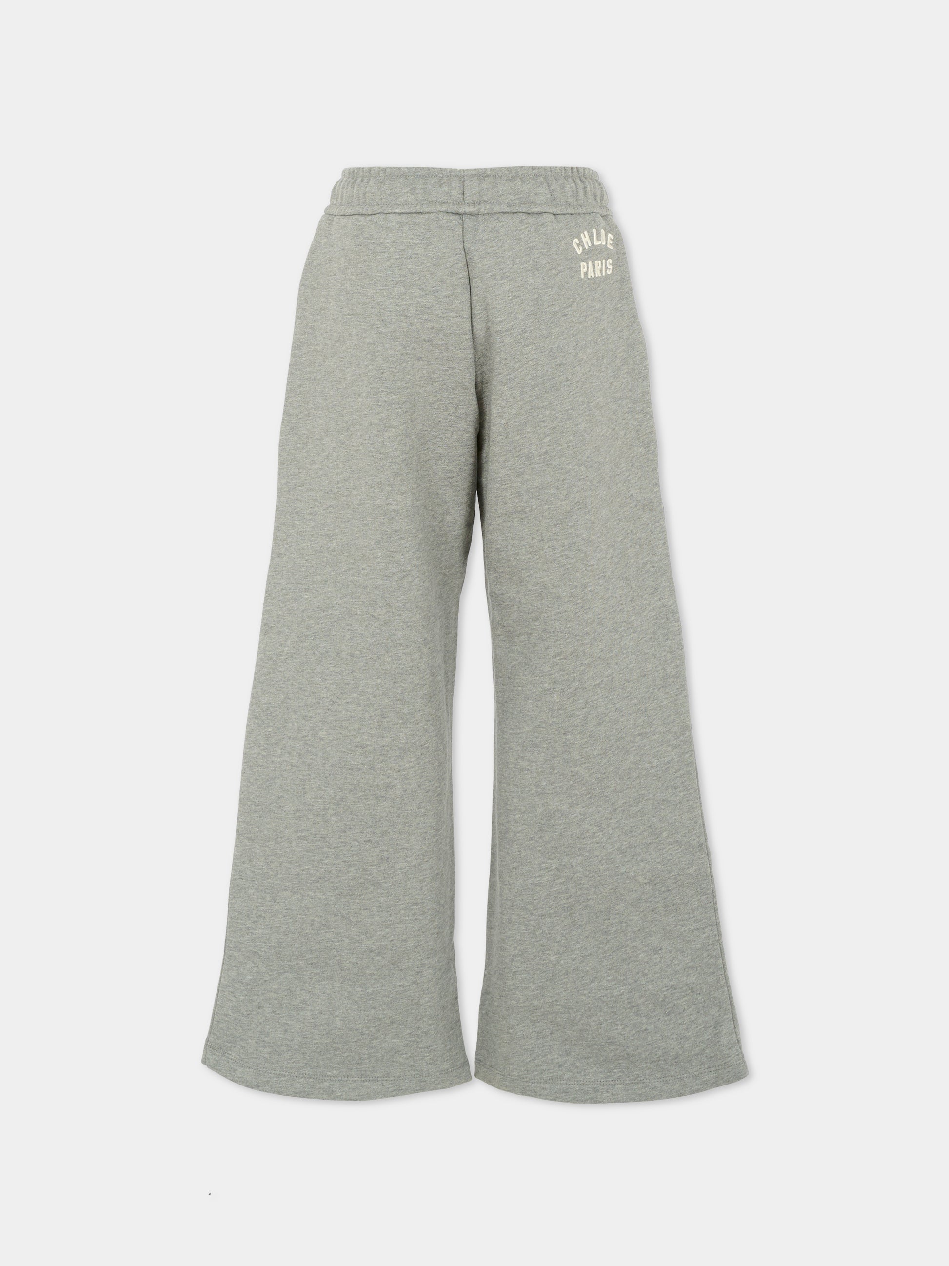 Pantaloni grigi per bambina con logo,Chloé Kids,C20628 A46
