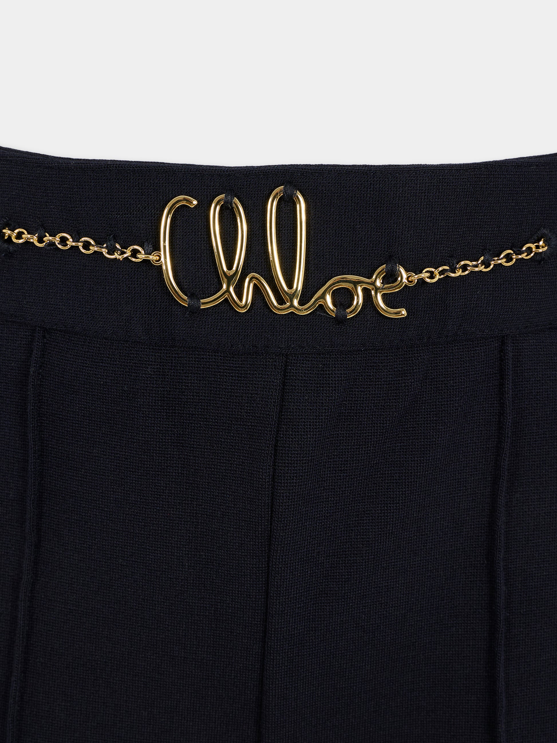 Pantaloni blu per bambina con logo dorato,Chloé Kids,C20630 859