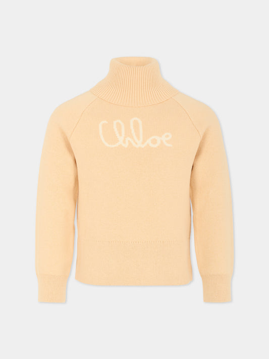 Dolcevita rosa per bambina con logo,Chloé Kids,C20640 257