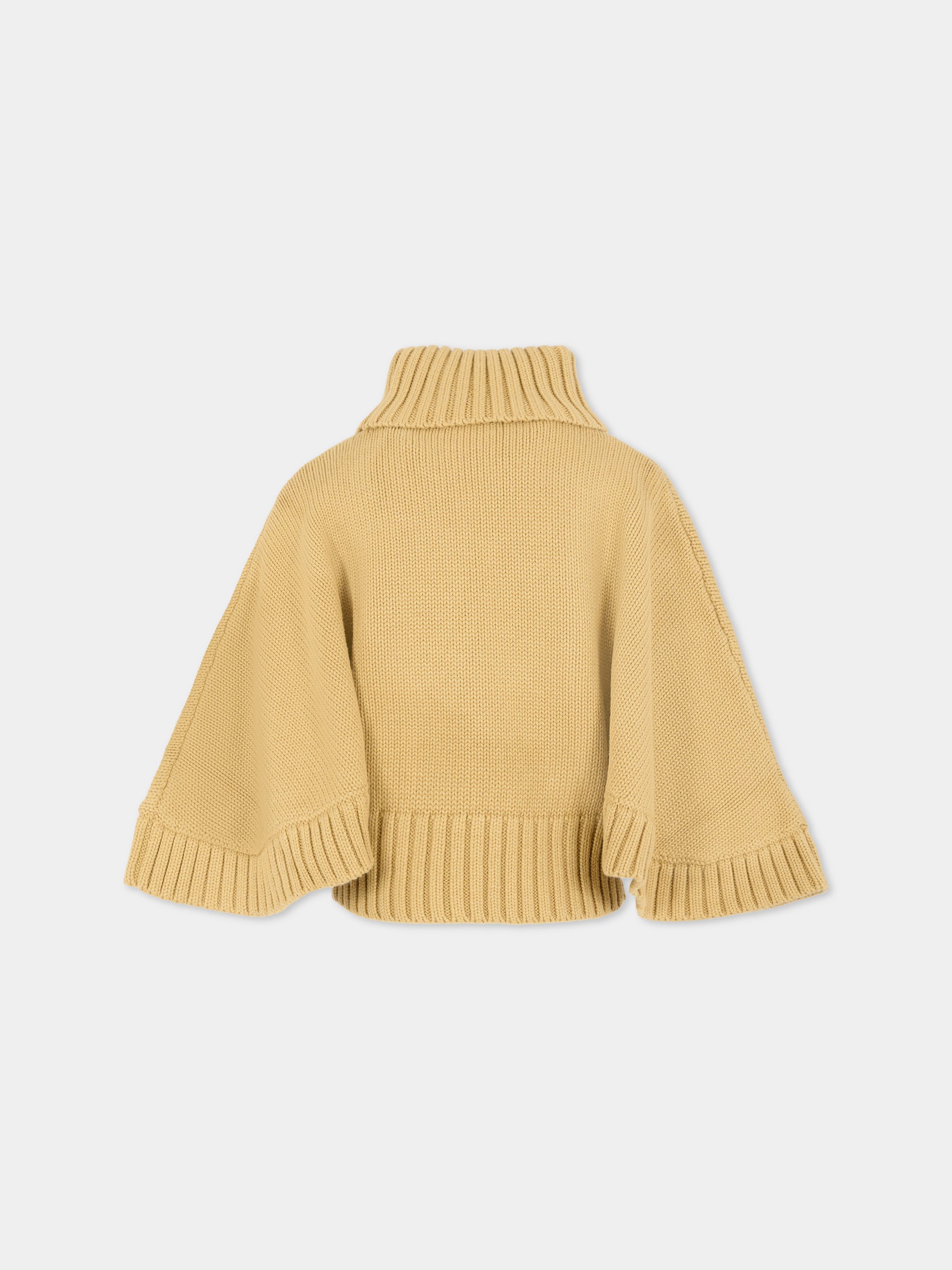 Dolcevita beige per bambina con logo ricamato,Chloé Kids,C20642 63C