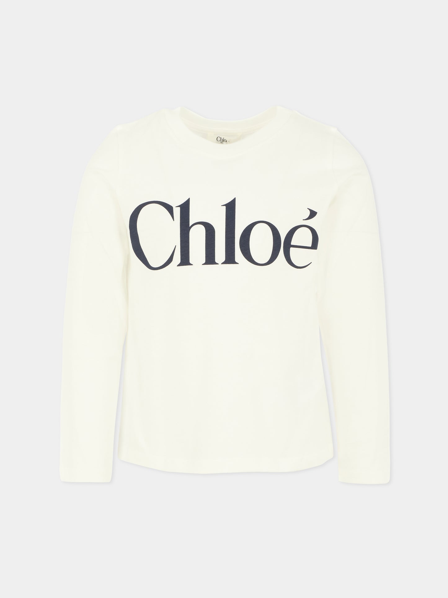 T-shirt bianca per bambina con logo,Chloé Kids,C20650 117