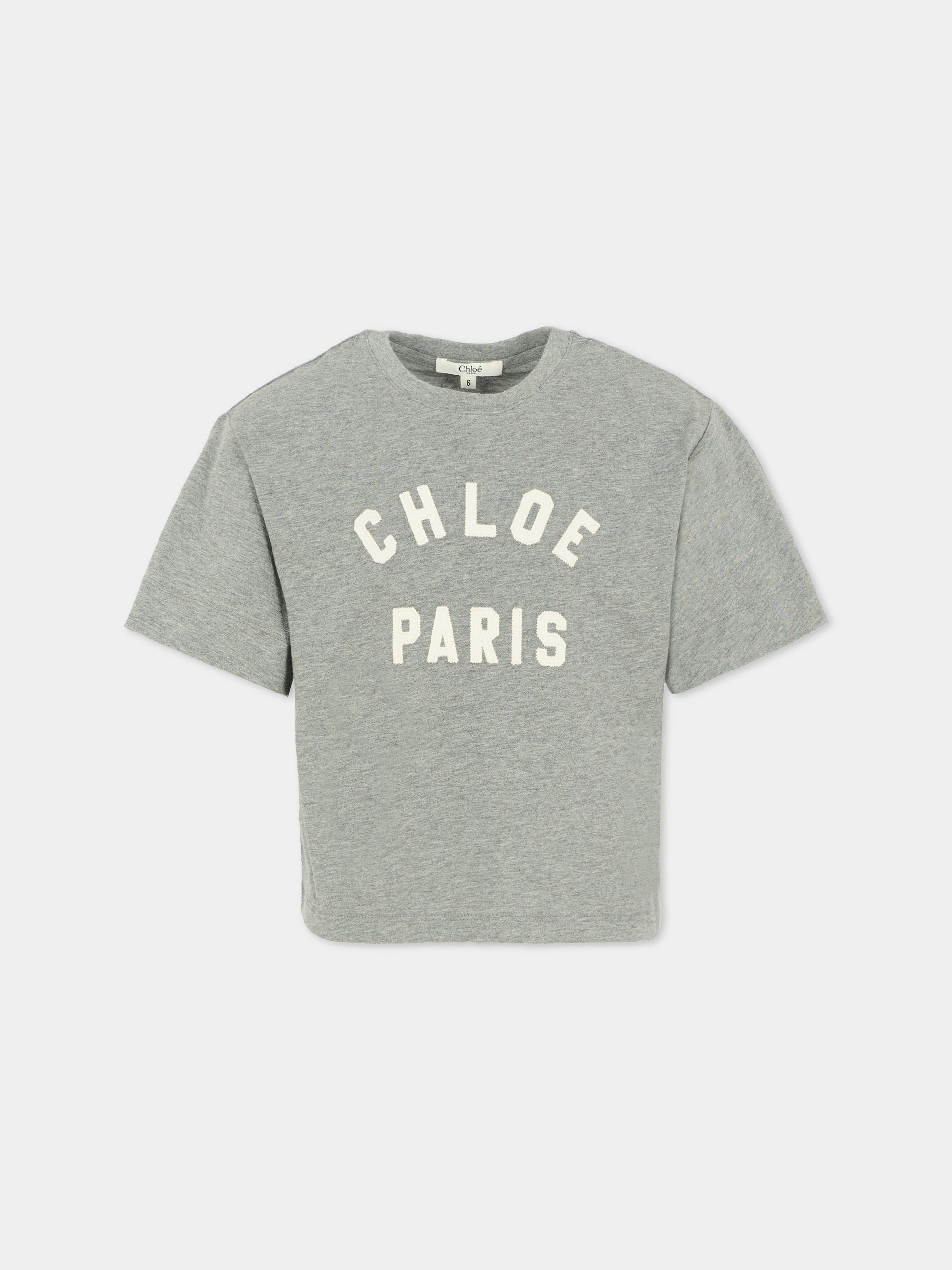 T-shirt grigia per bambina con logo,Chloé Kids,C20654 A46