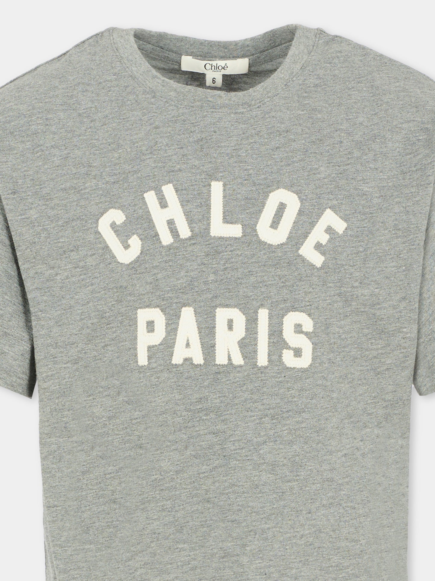 T-shirt grigia per bambina con logo,Chloé Kids,C20654 A46