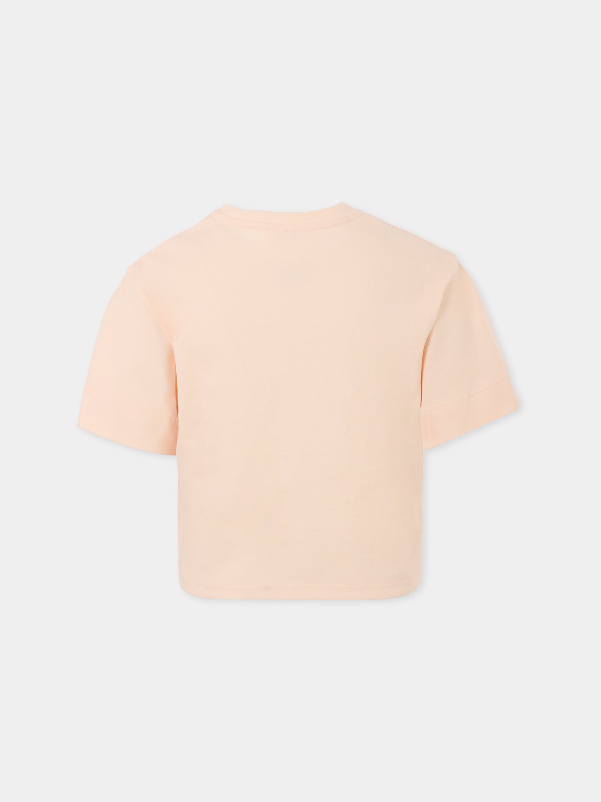 T-shirt rosa per bambina con logo ricamato,Chloé Kids,C20655 46J