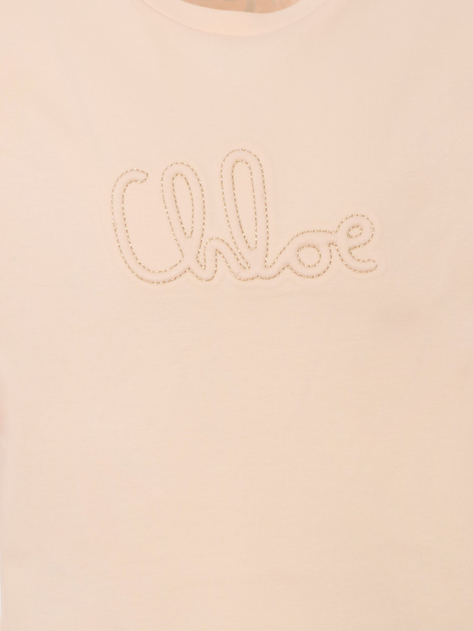 T-shirt rosa per bambina con logo ricamato,Chloé Kids,C20655 46J