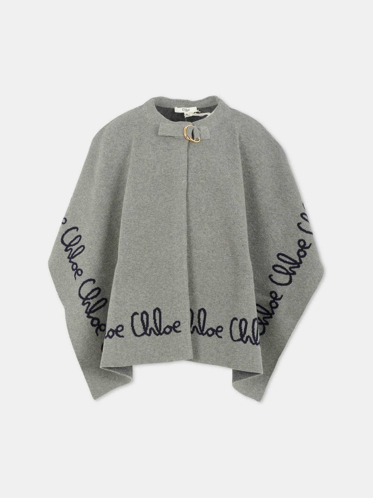 Cappa grigia per bambina con logo,Chloé Kids,C20667 A46