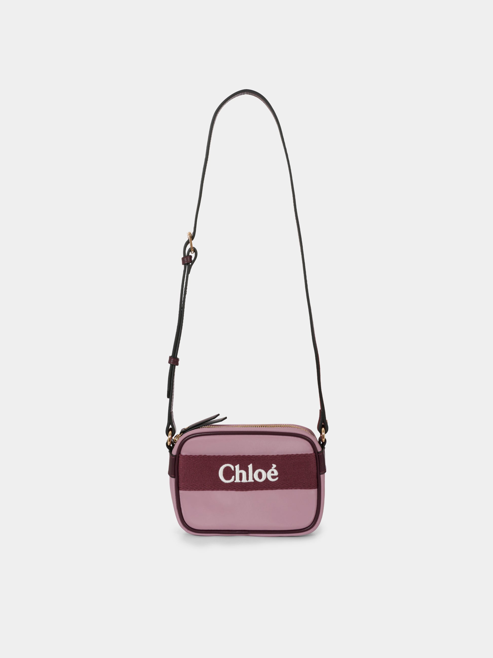 Borsa viola per bambina con logo bianco,Chloé Kids,C20679 90F