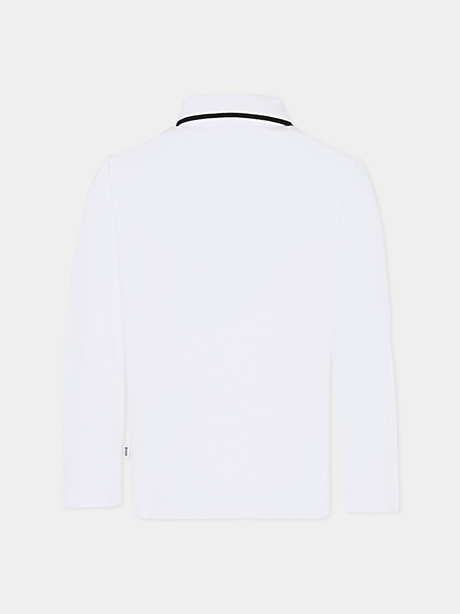 Polo bianca per bambino con logo,Boss,J52330 10P