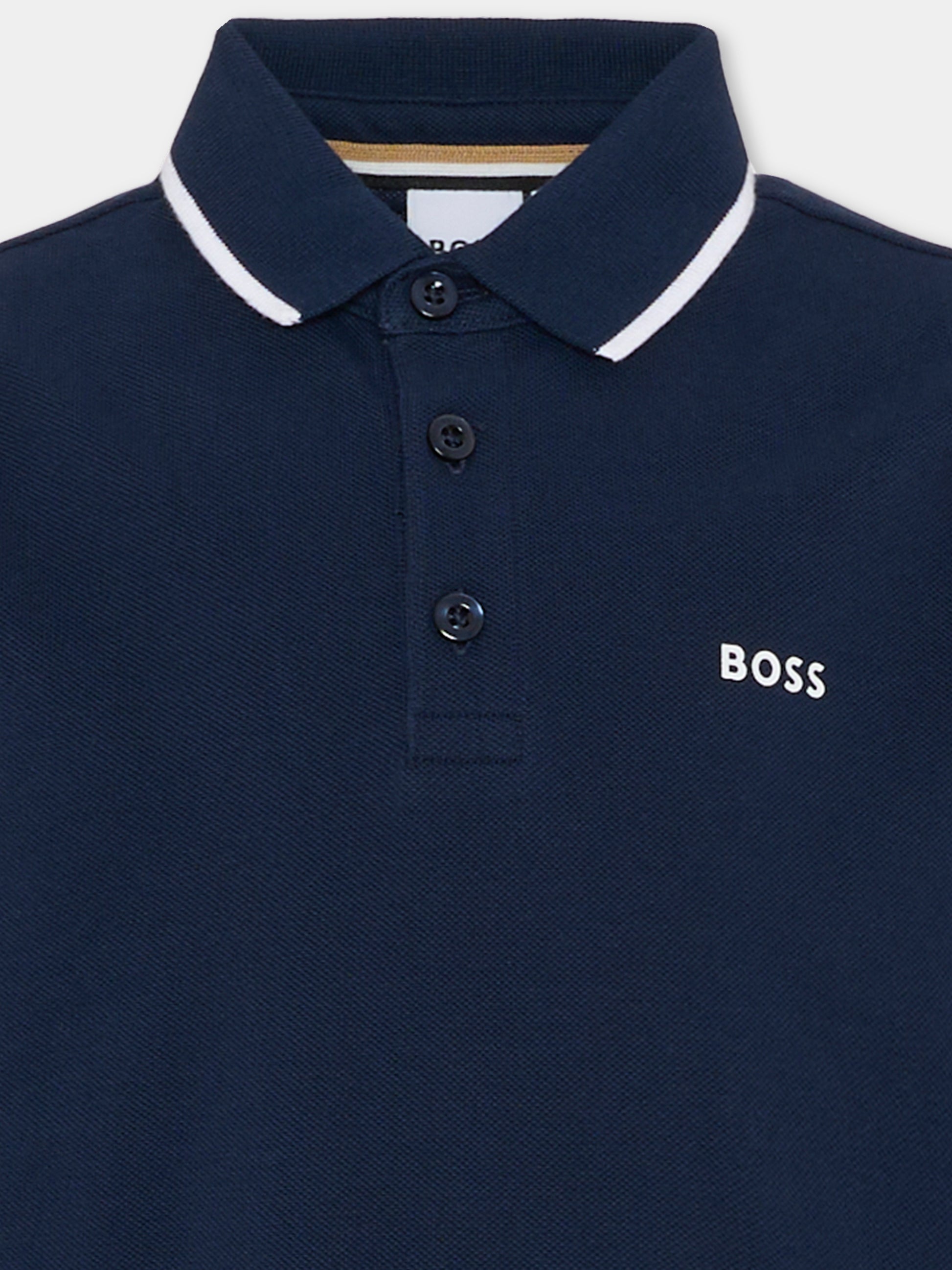 Polo blu per bambino con logo,Boss,J52330 849