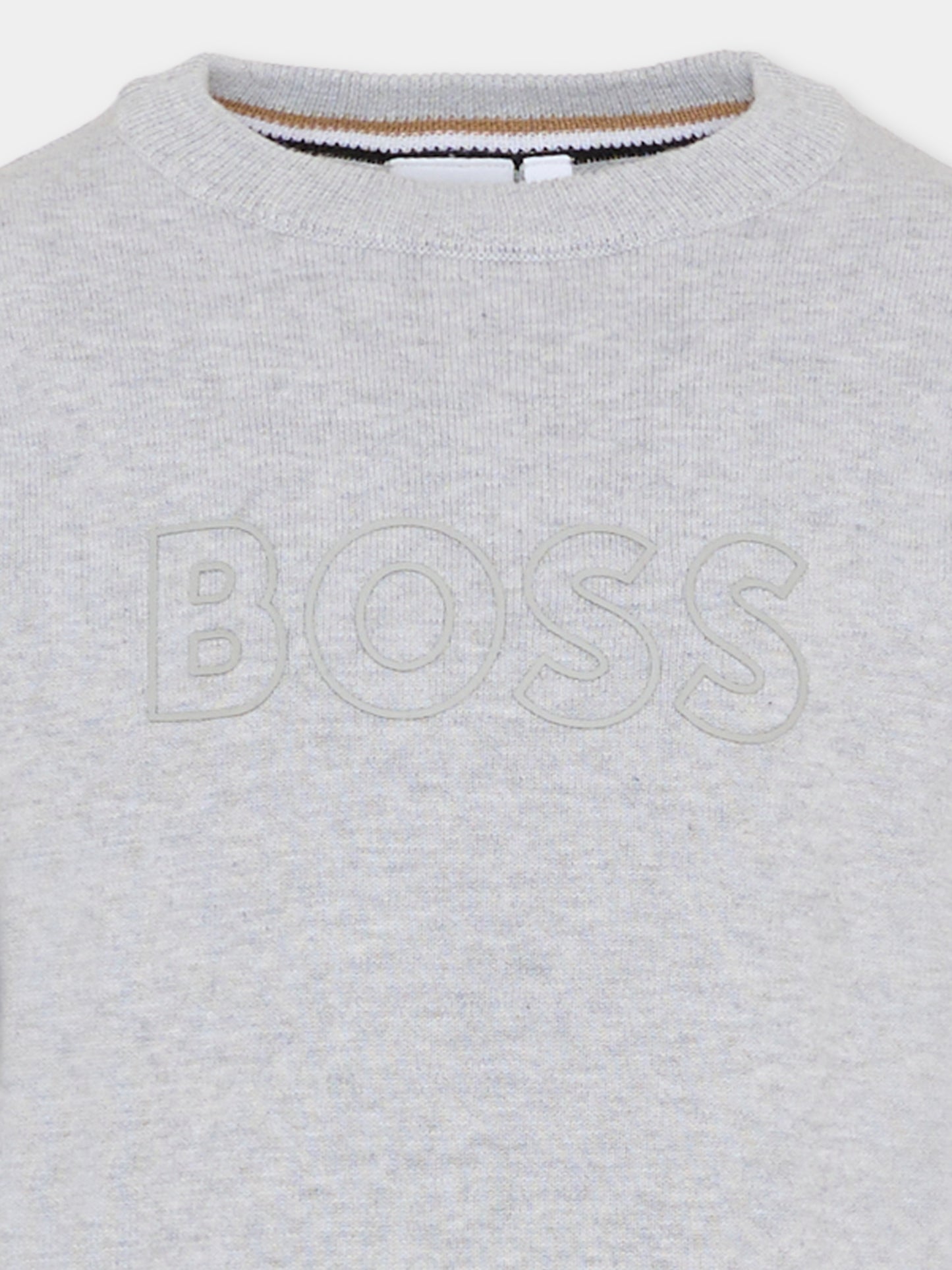 Maglione grigio per bambino con logo,Boss,J52338 A32