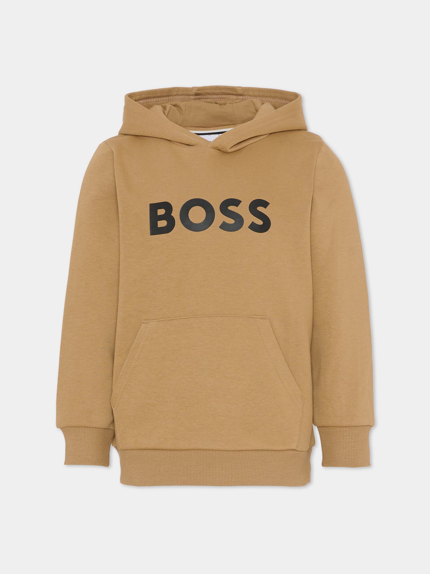 Felpa beige per bambino con logo bianco,Boss,J52351 269