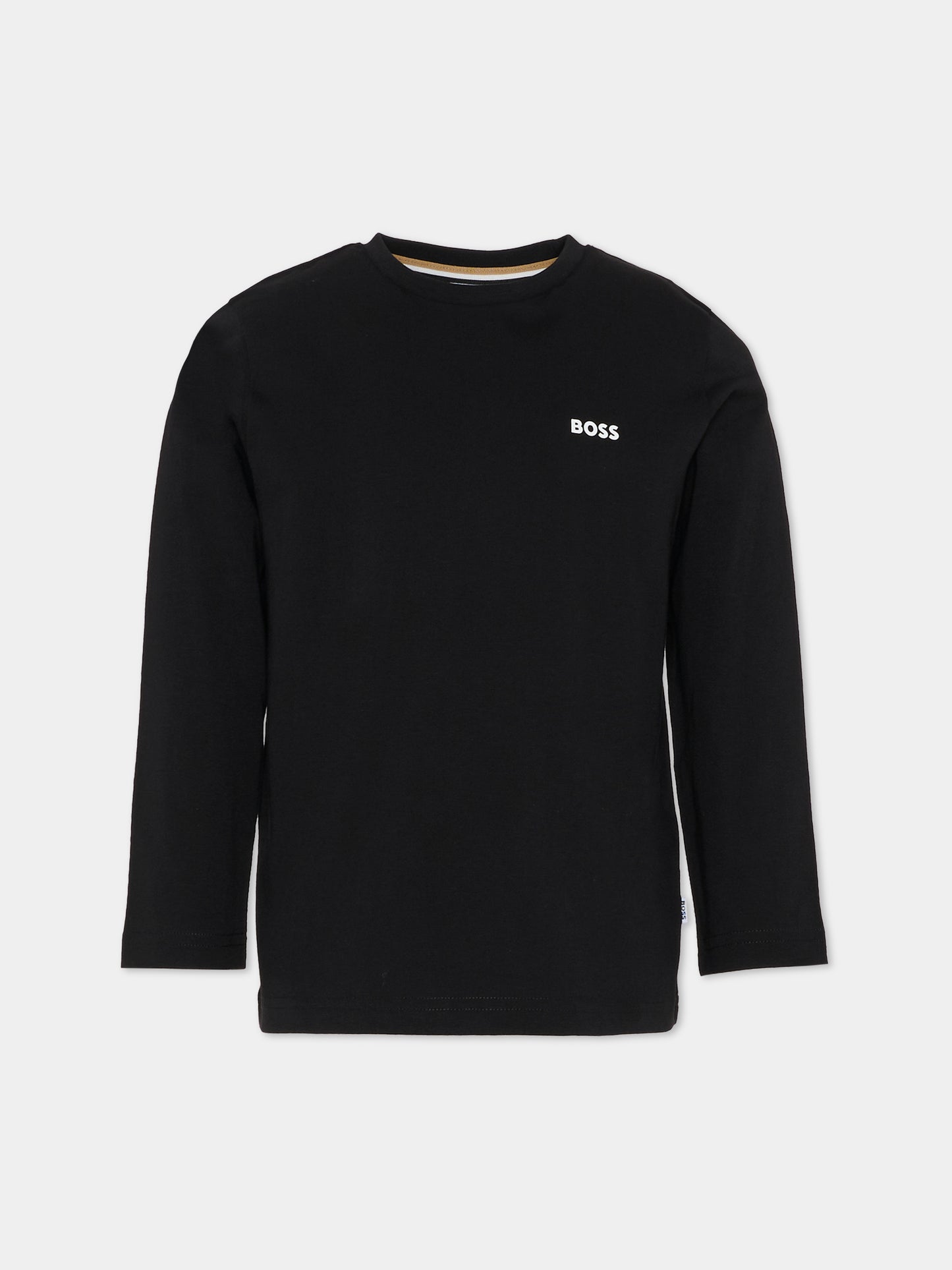 T-shirt nera per bambino con logo,Boss,J52364 09B