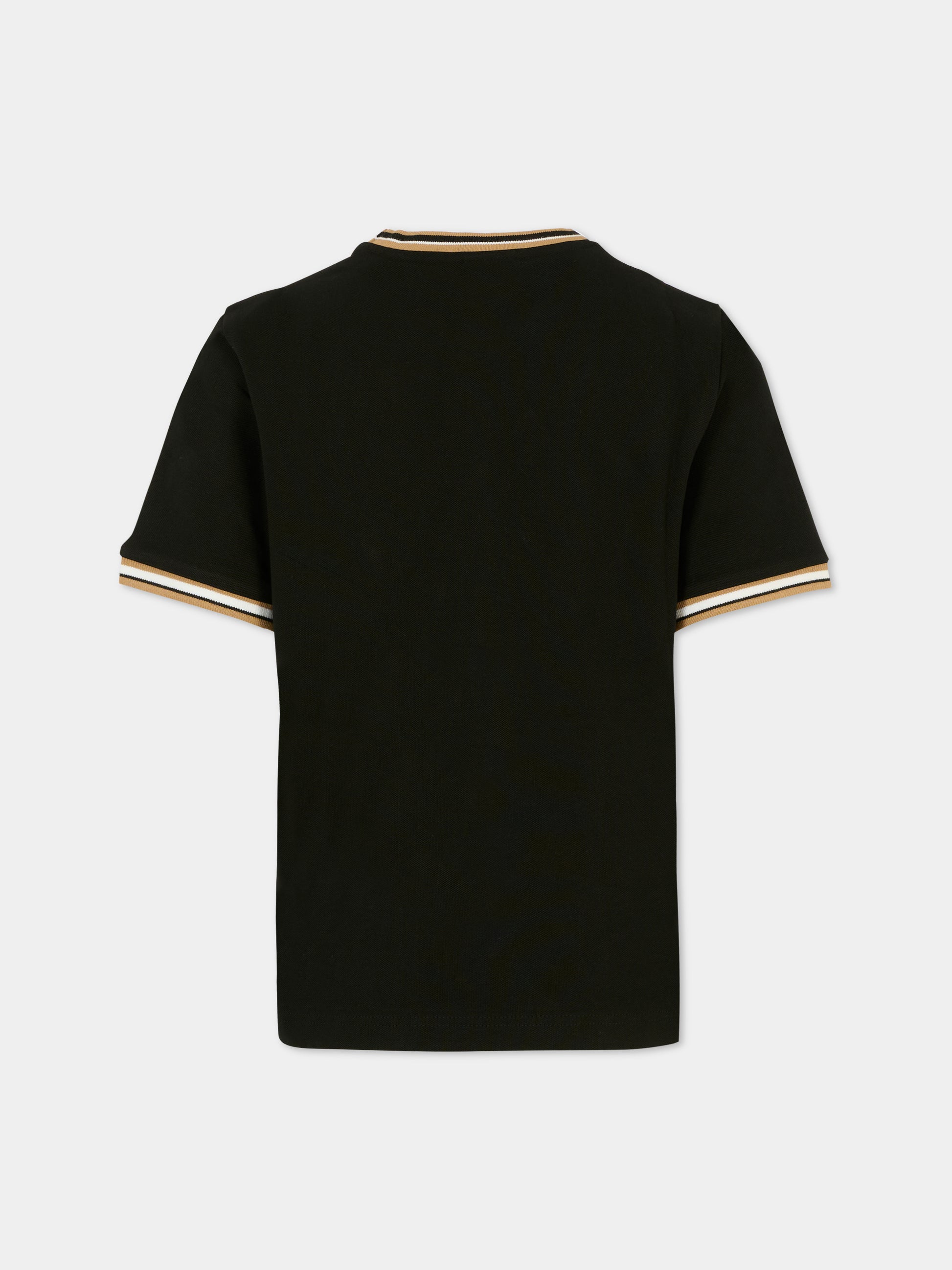 T-shirt nera per bambino con logo,Boss,J52368 09B