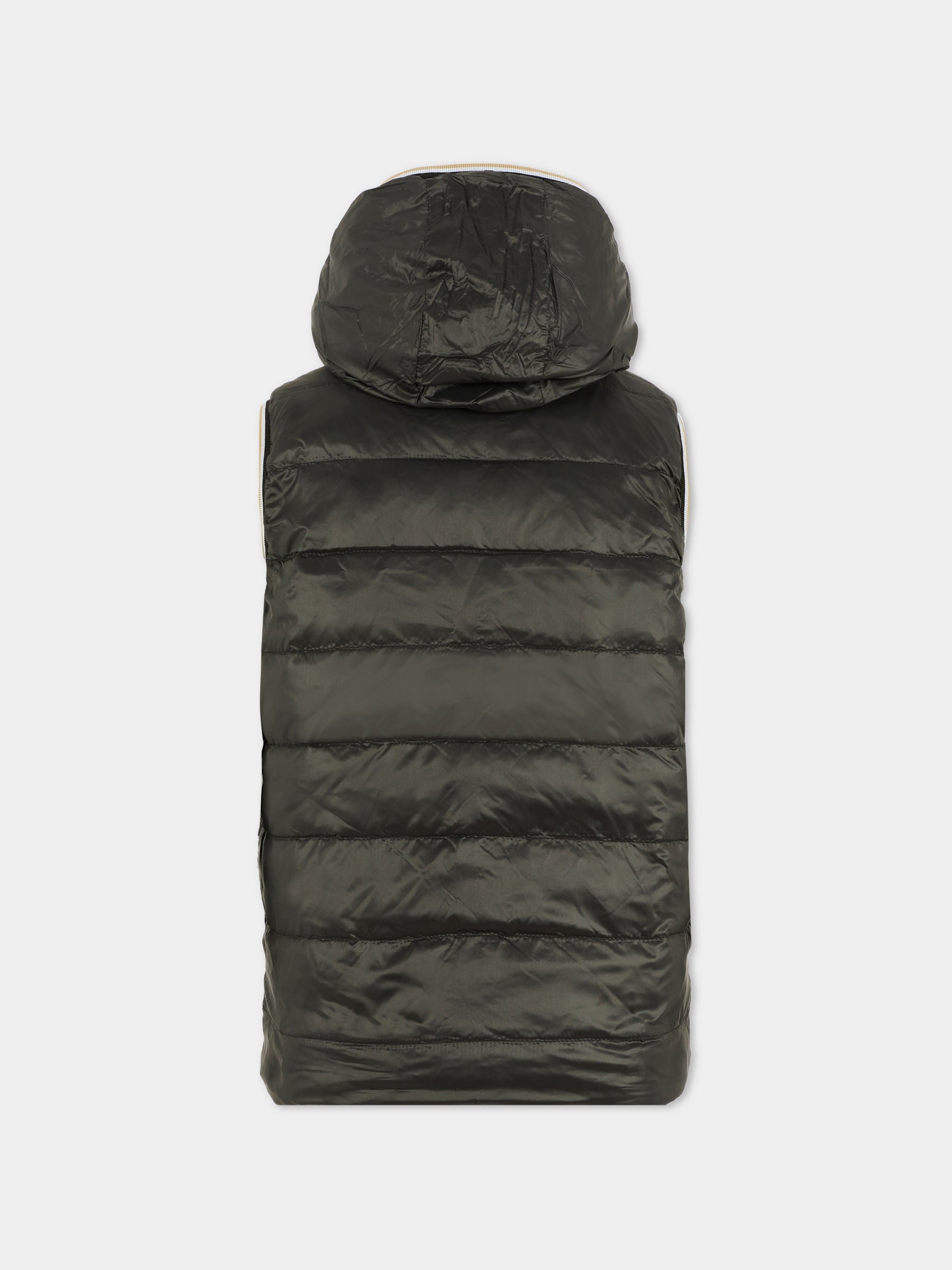 Gilet reversibile verde per bambino con logo,Boss,J52395 724