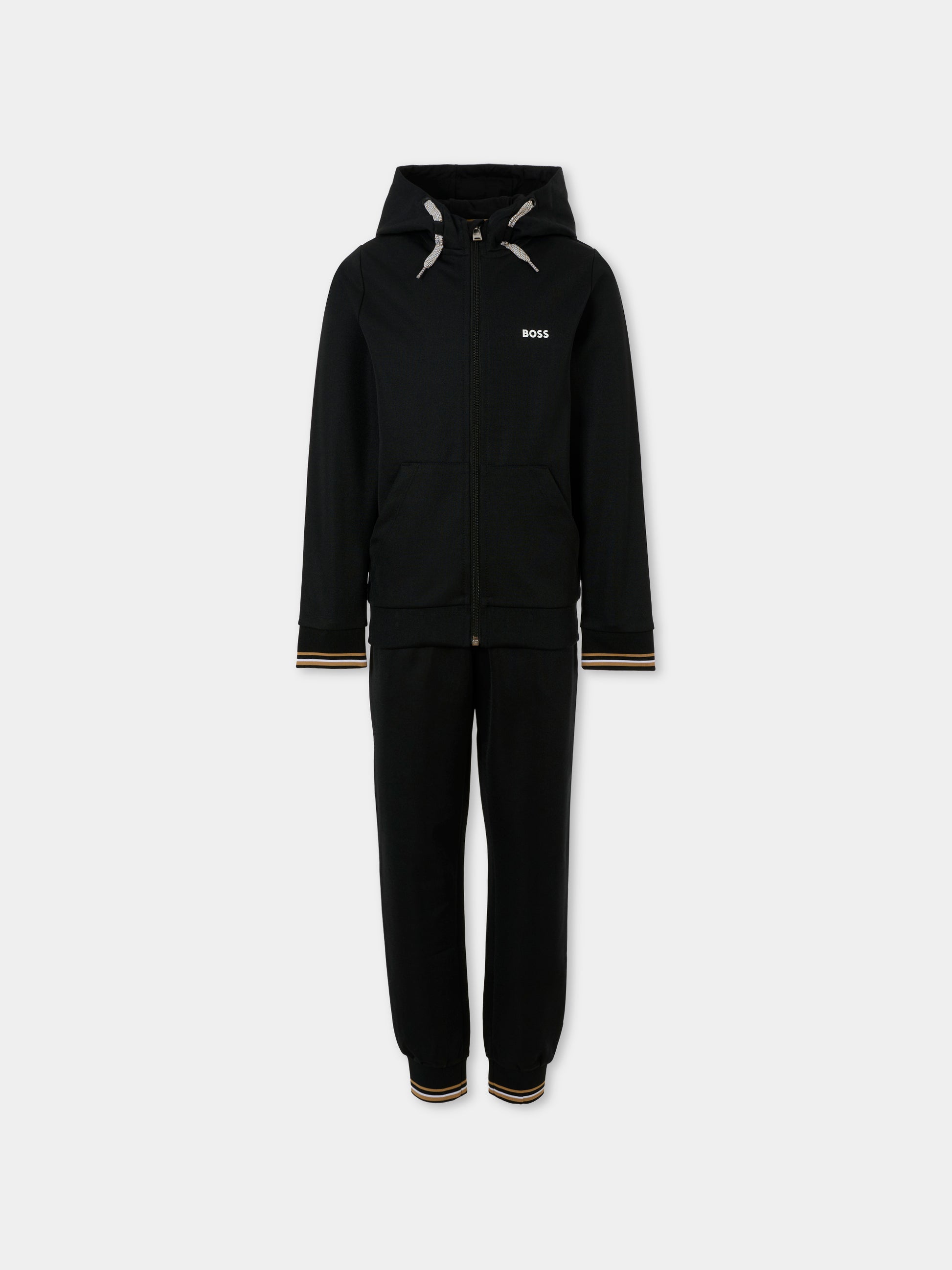 Completo nero per bambino con logo bianco,Boss,J52399 09B