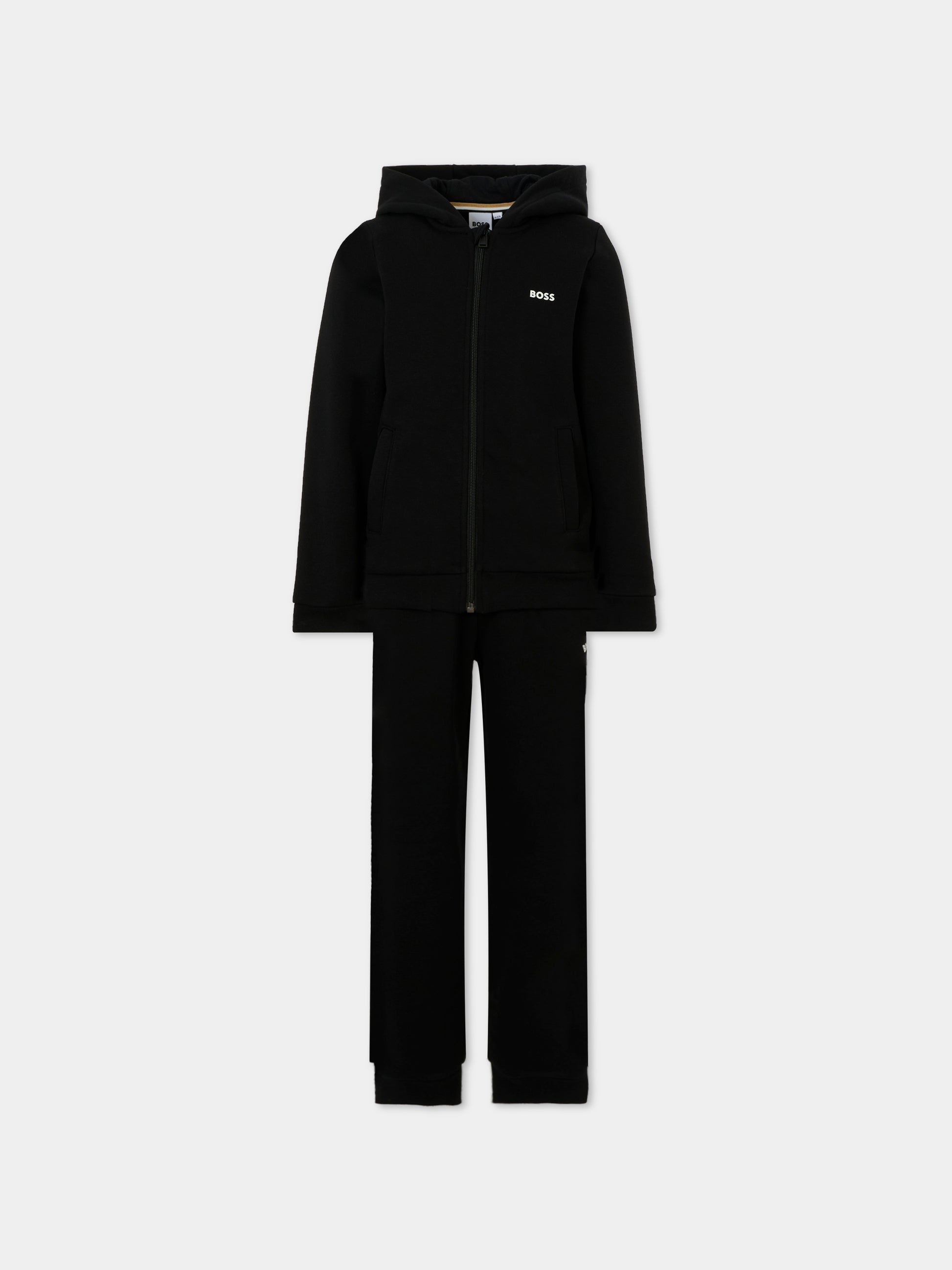 Completo nero per bambino con logo bianco,Boss,J52403 09B