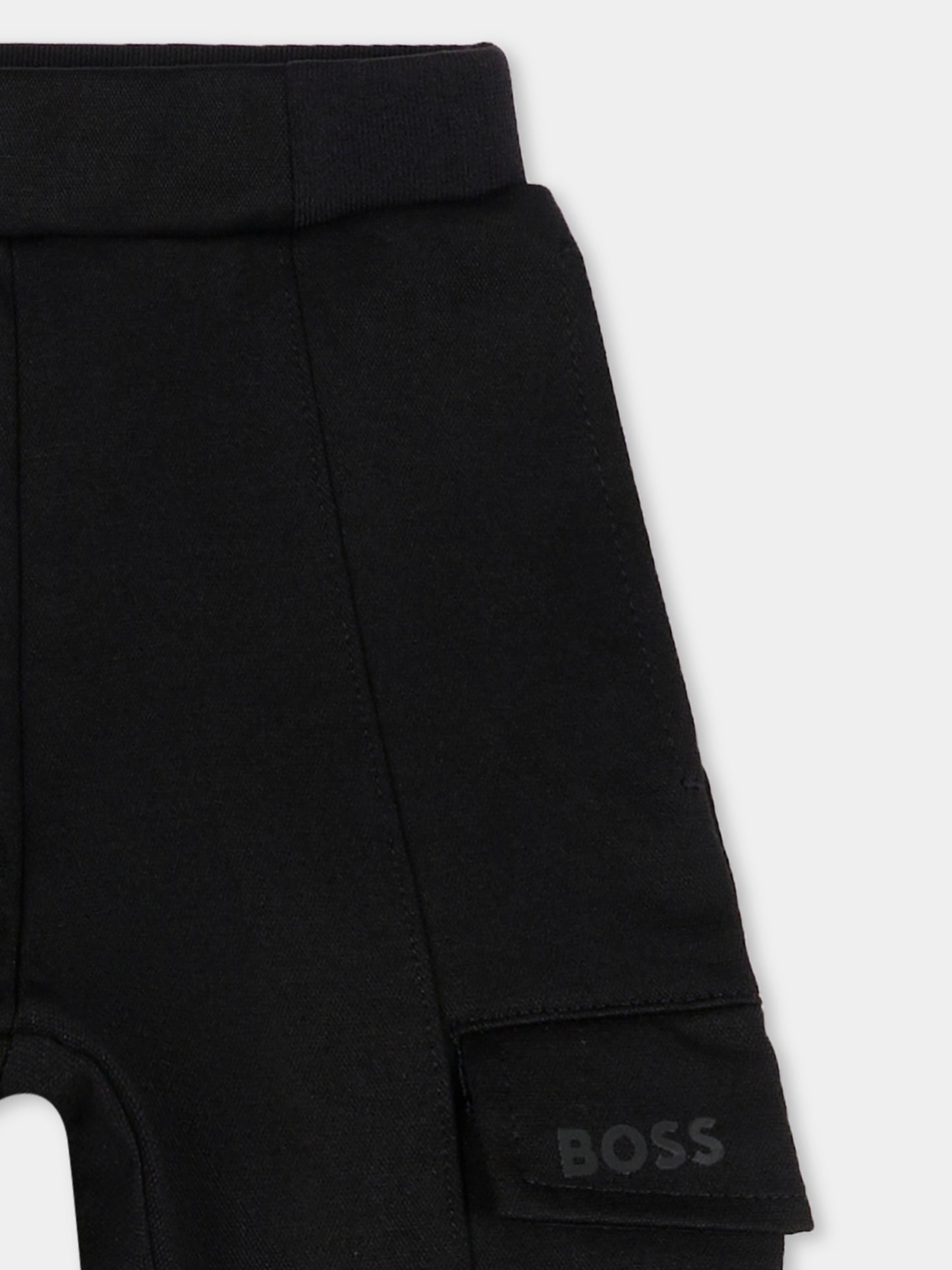 Pantaloni neri per neonato con logo,Boss,J52436 09B