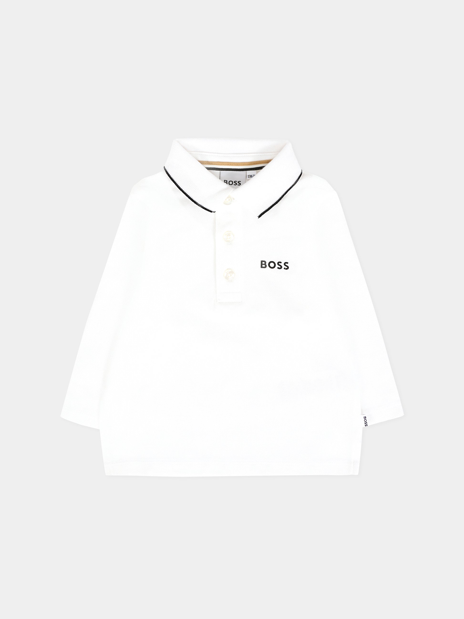 Polo bianca per neonato con logo,Boss,J52449 10P