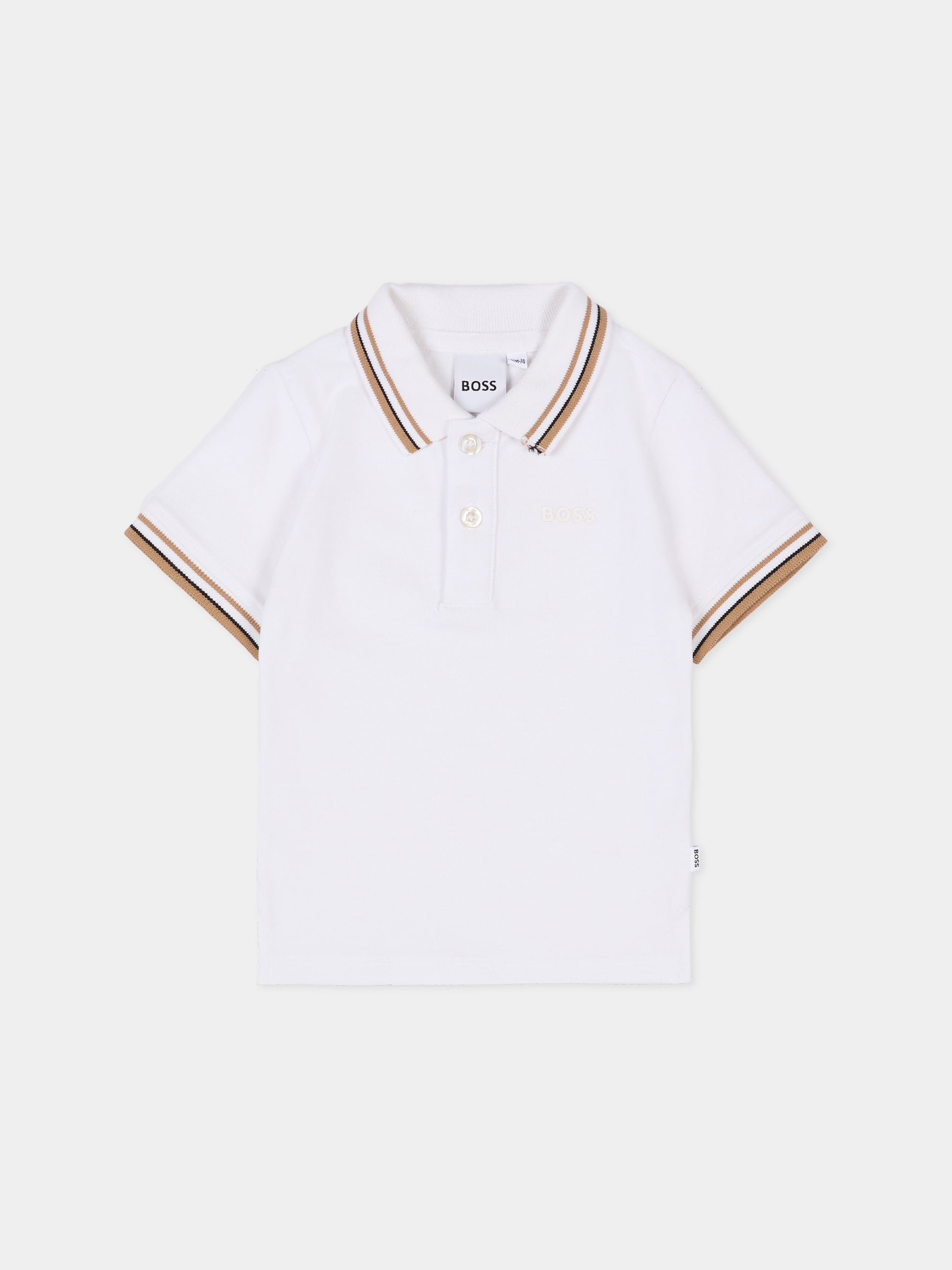 Polo bianca per neonato con logo,Boss,J52454 10P