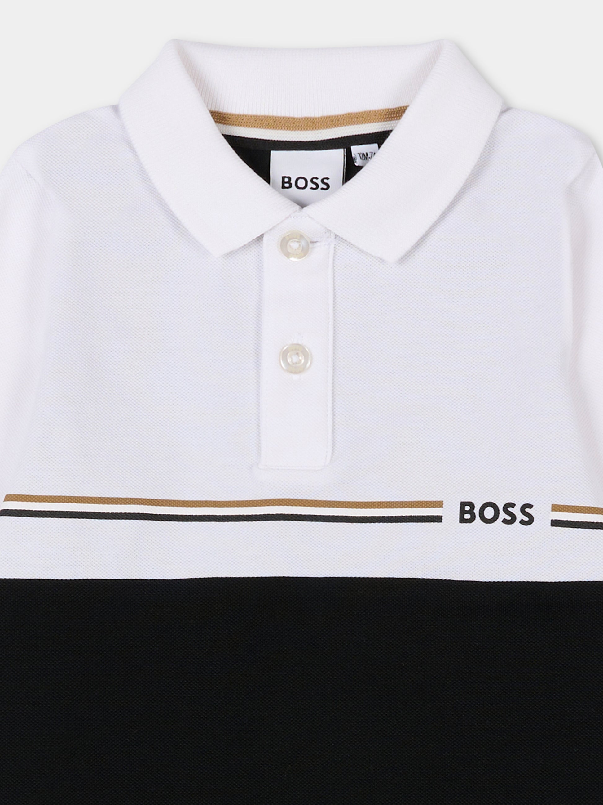 Polo nera per neonato con logo,Boss,J52456 09B