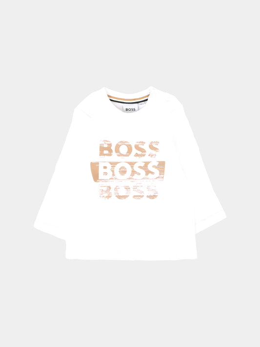 T-shirt bianca per neonato con logo,Boss,J52463 10P