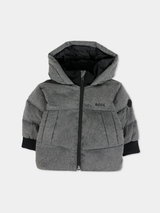 Piumino grigio per neonato con logo,Boss,J52470 A46