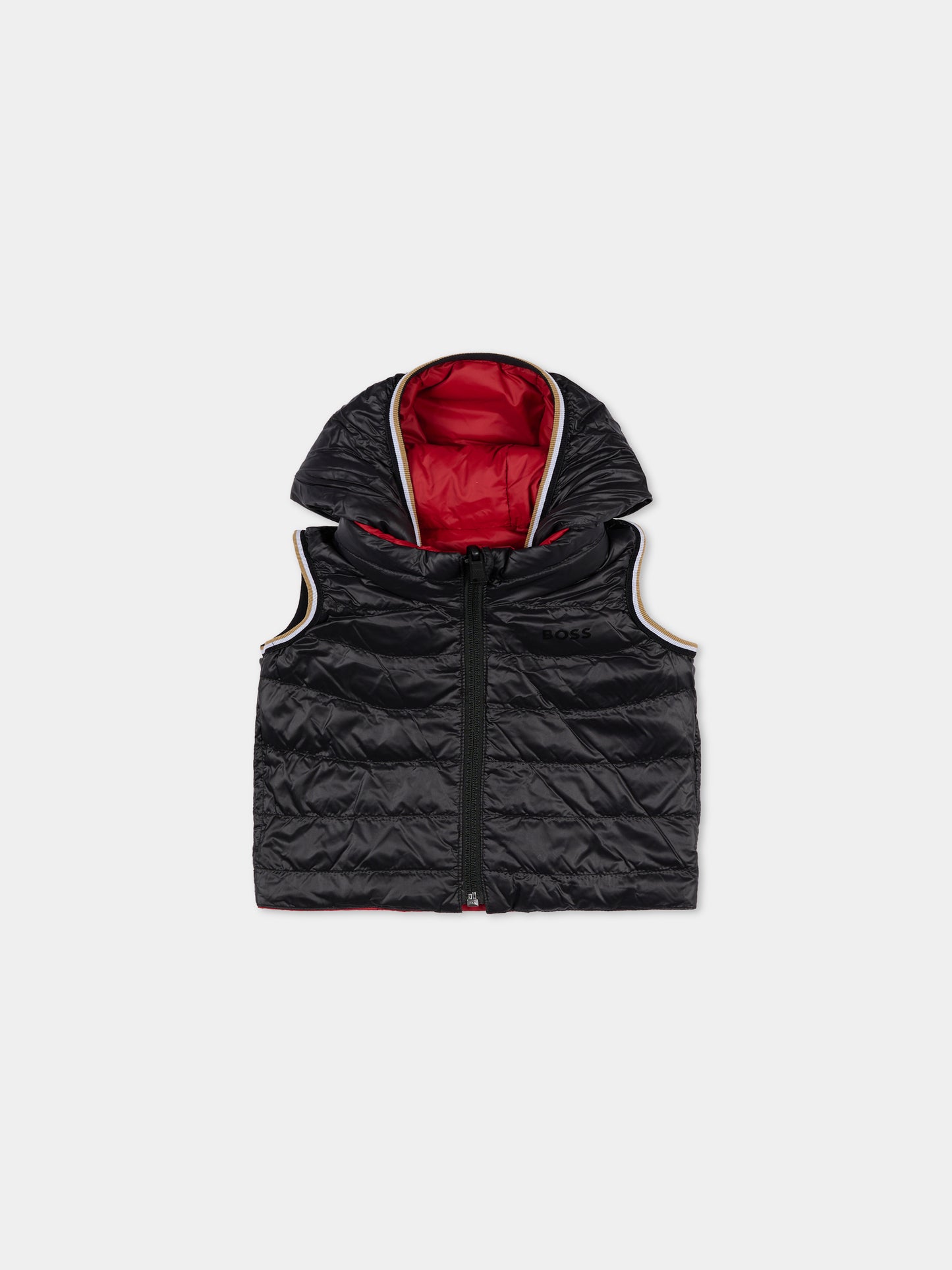 Gilet reversibile rosso per neonato con logo,Boss,J52474 96D