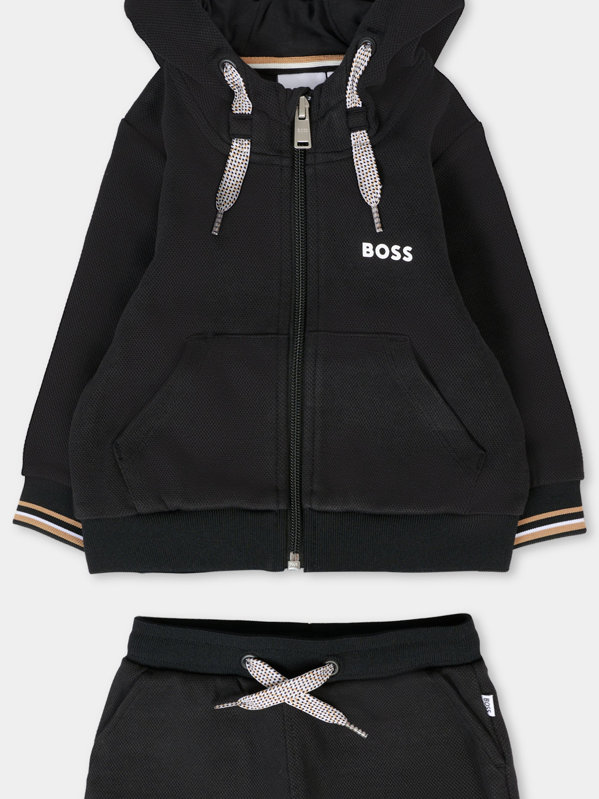 Completo nero per neonato con logo,Boss,J52480 09B