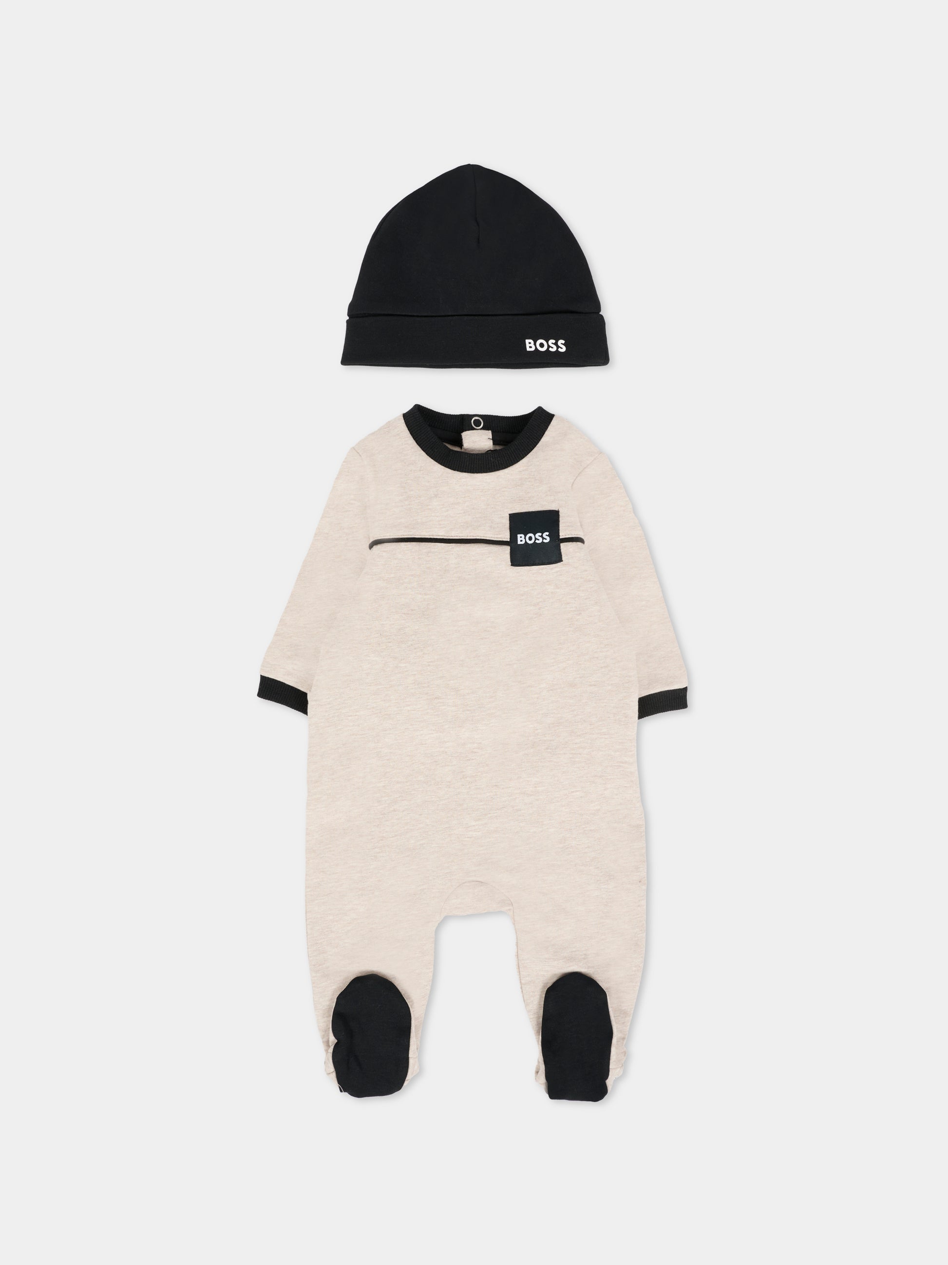 Set tutina beige per neonato con patch,Boss,J52487 B51