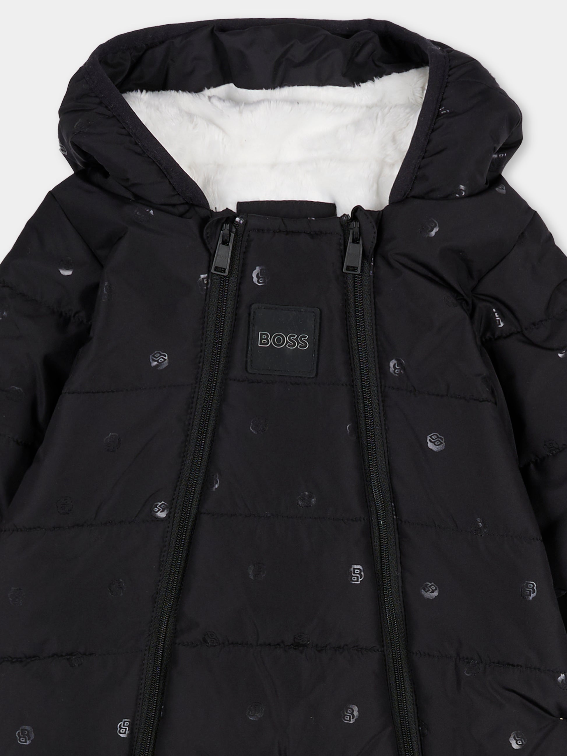 Piumino nero per neonato con logo,Boss,J52494 09B